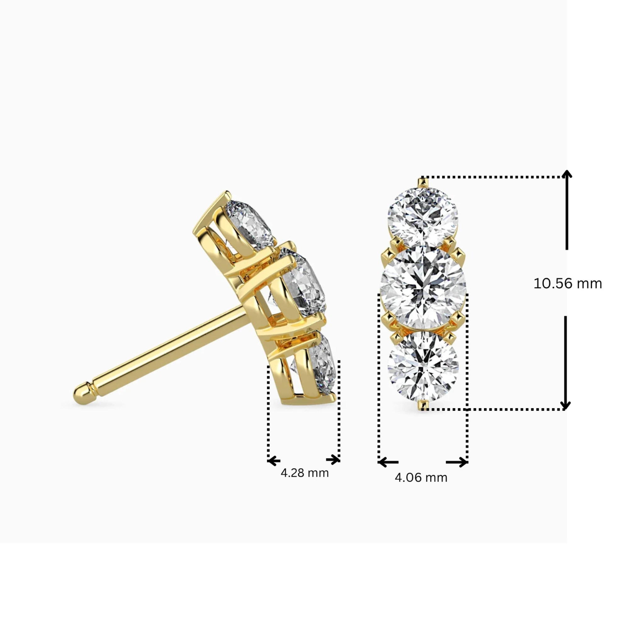 Three Stone Diamond Earrings