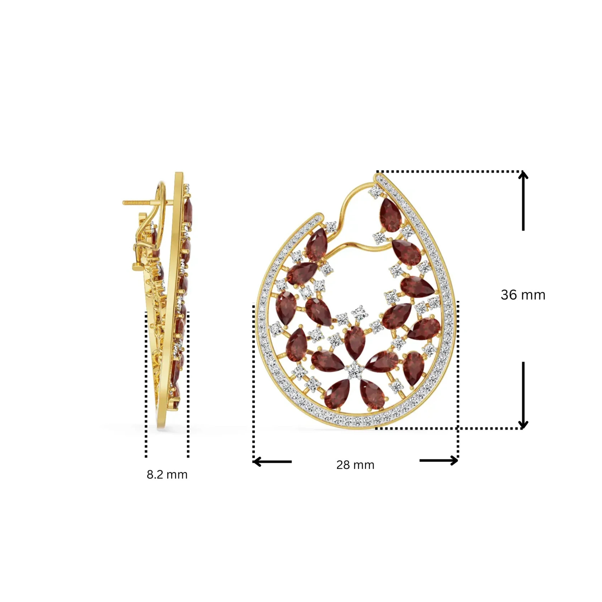 Garnet Lab Grown Diamond Festive Earrings_in_stock