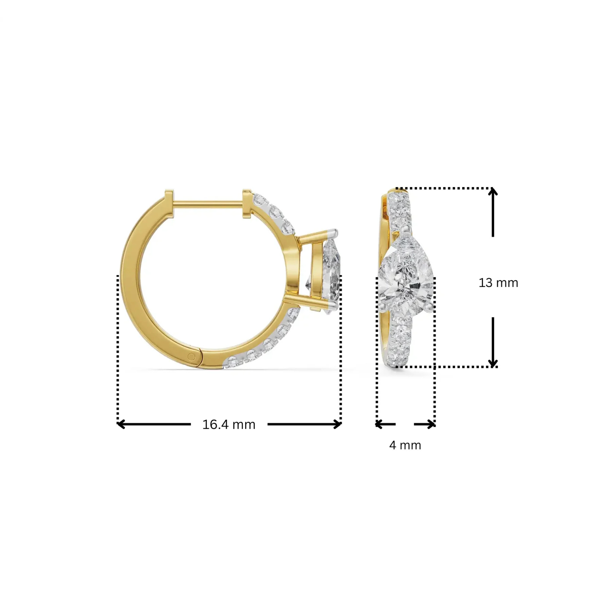 Circle Pear Lab Grown Diamond Hoops
