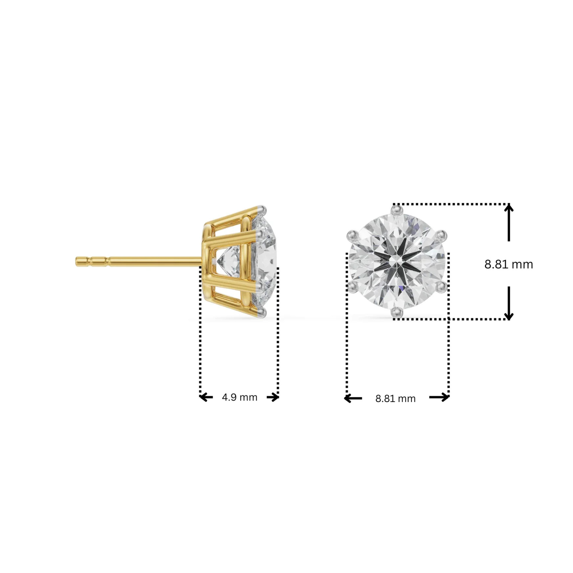 Dimension Guide for 1 CT Versatile Lab-Grown Diamond Solitaire Studs