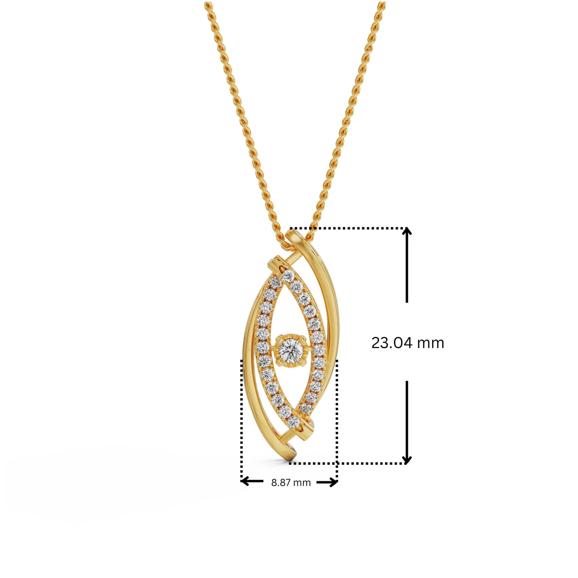 Dimension Guide for Classic Evil Eye Lab Grown Diamond Pendant