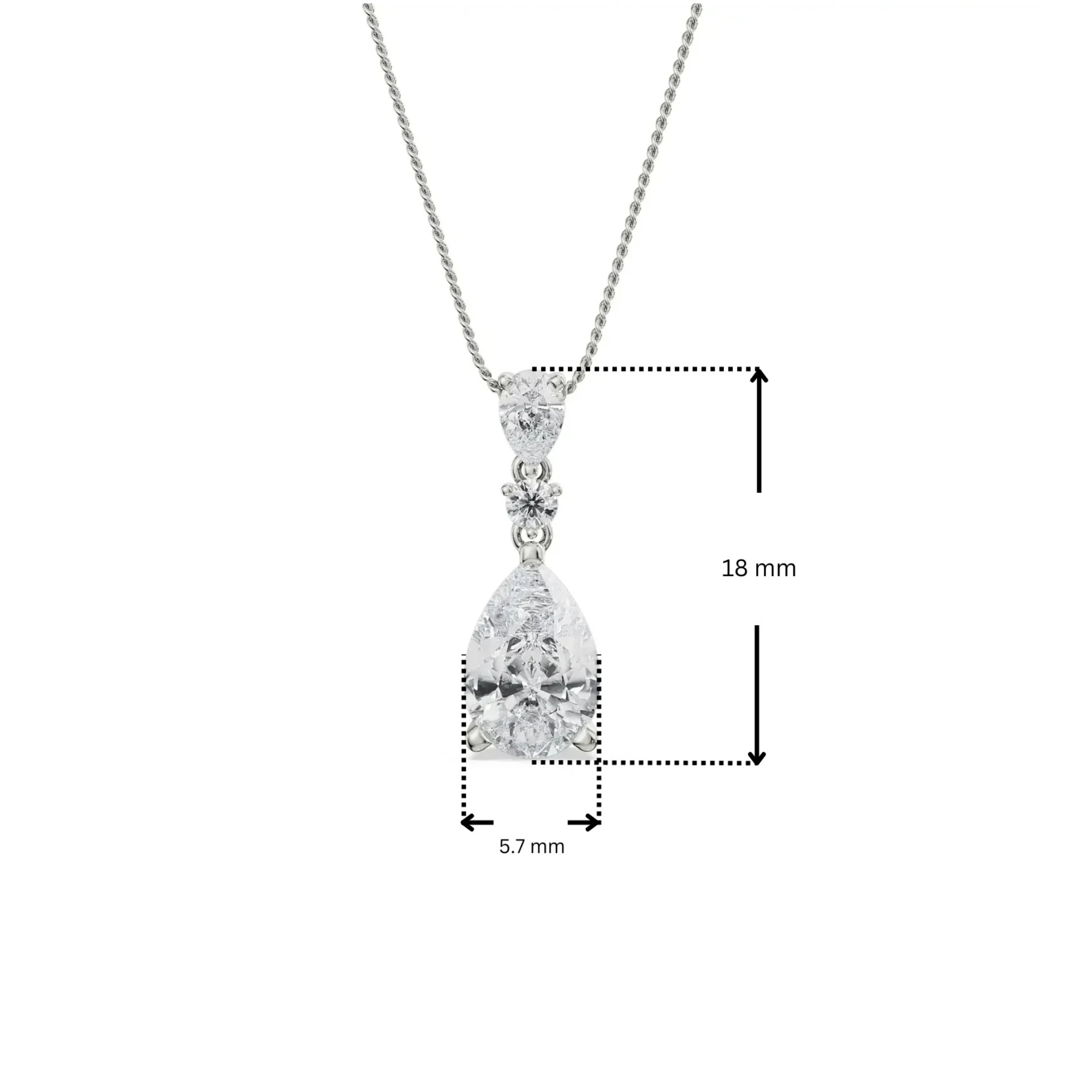 Dimension Guide for Pear Lab Grown Diamond Drop Pendant