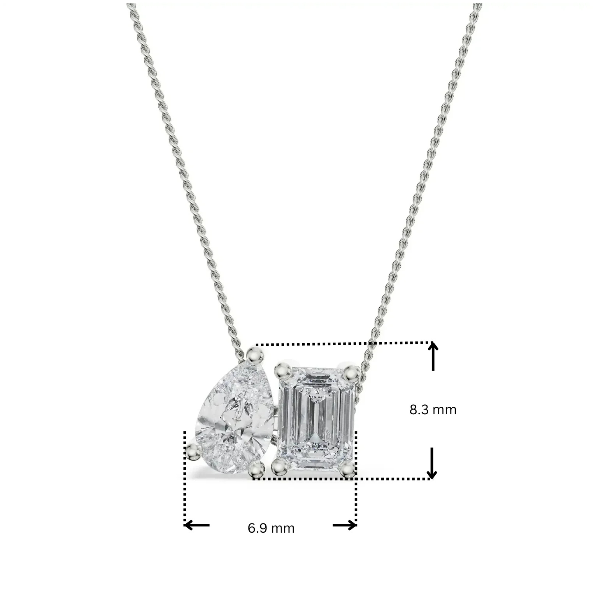 Dimension Guide for Lab-Grown Two Stone Diamond Pendant
