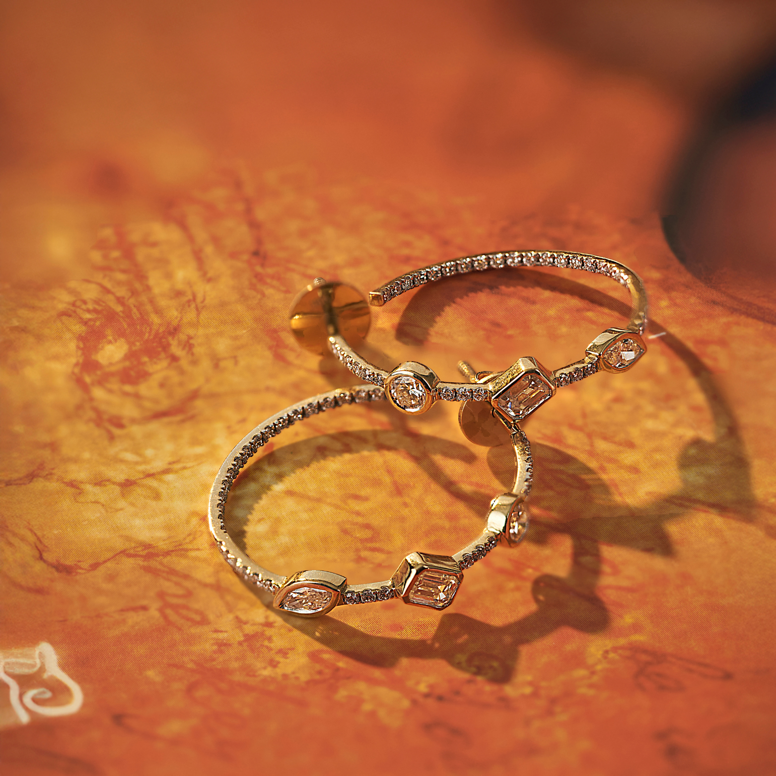 Trio Stone Lab Grown Diamond Hoops