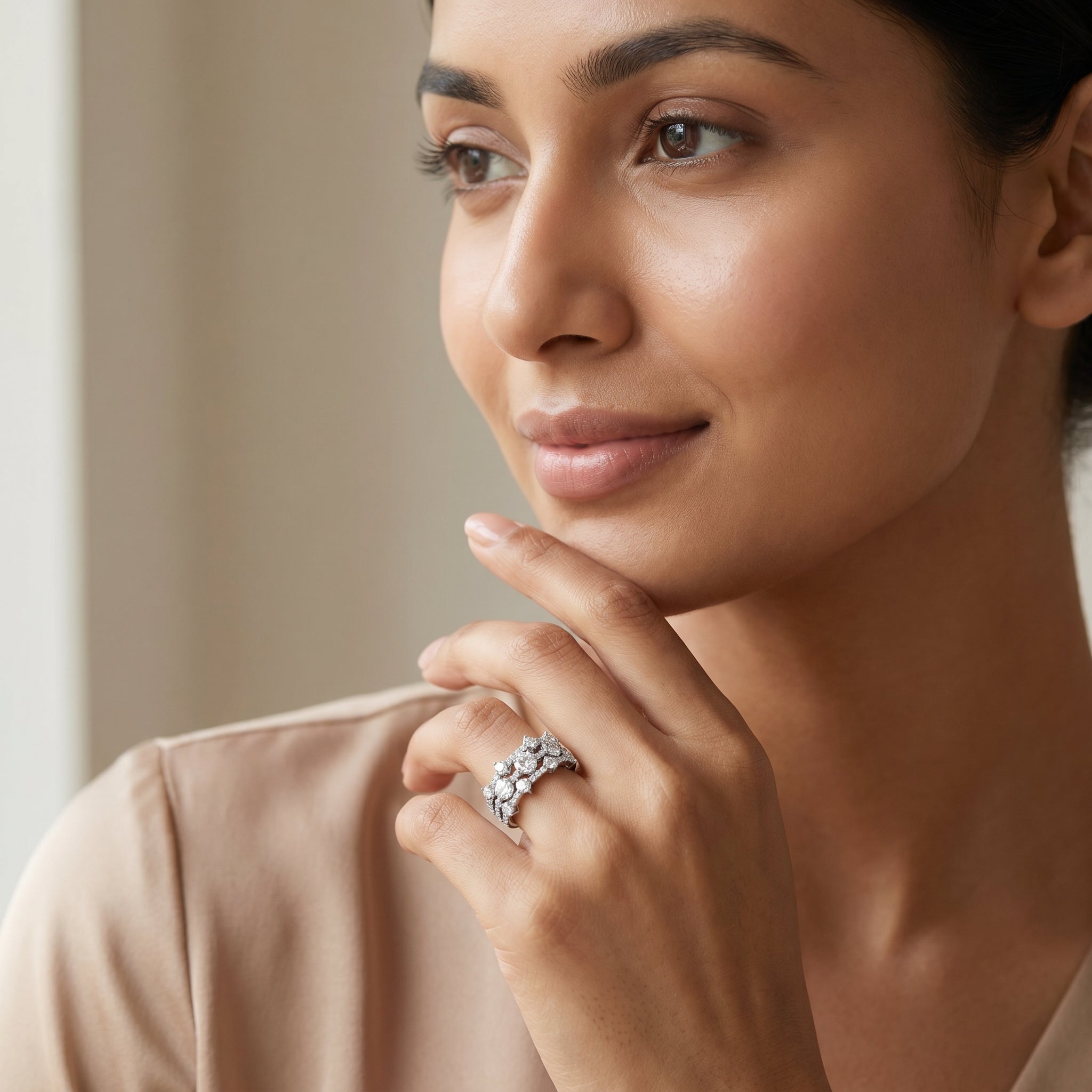 Round Clustered Lab Grown Diamond Ring