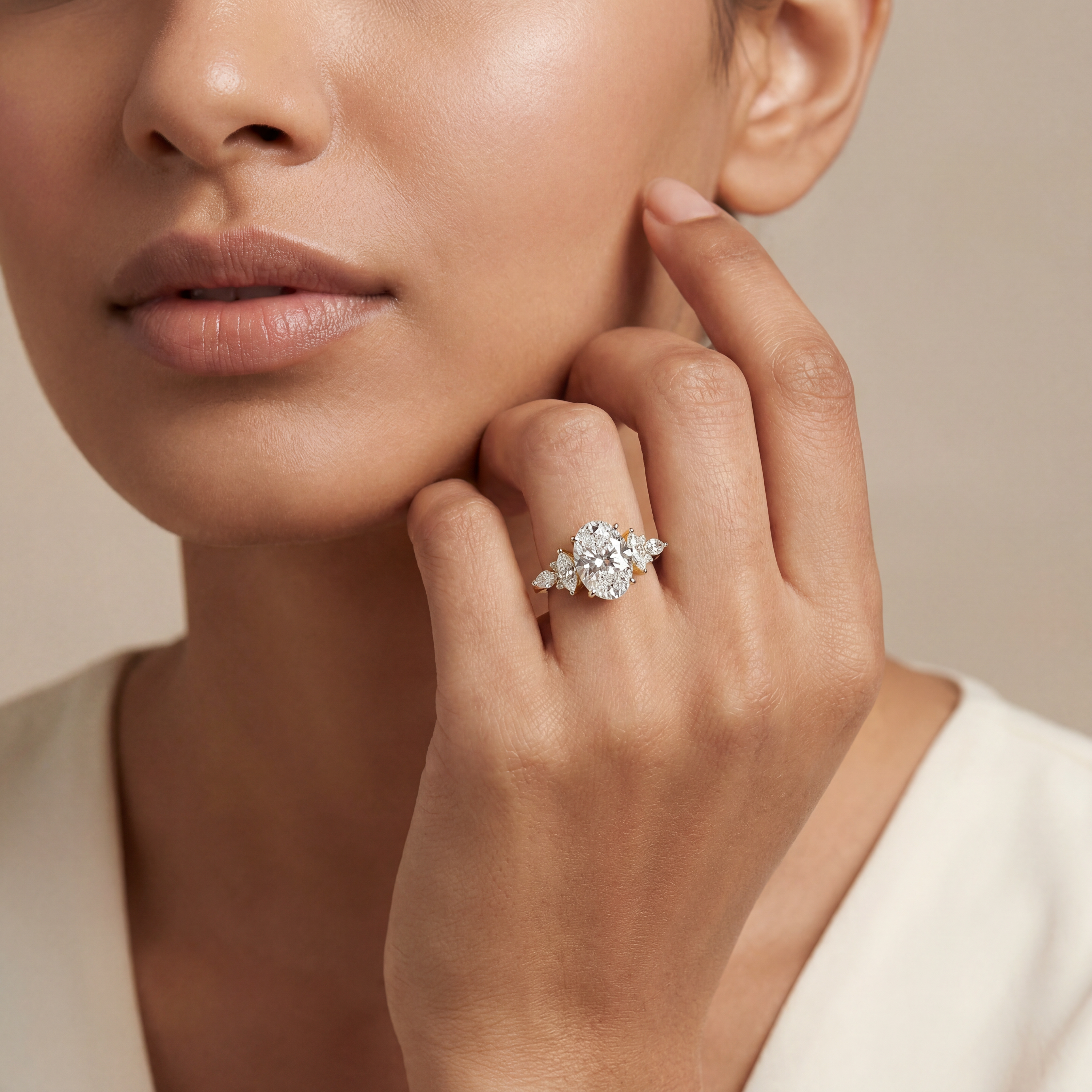2.5 CT Sunflare Oval Lab Grown Diamond Ring