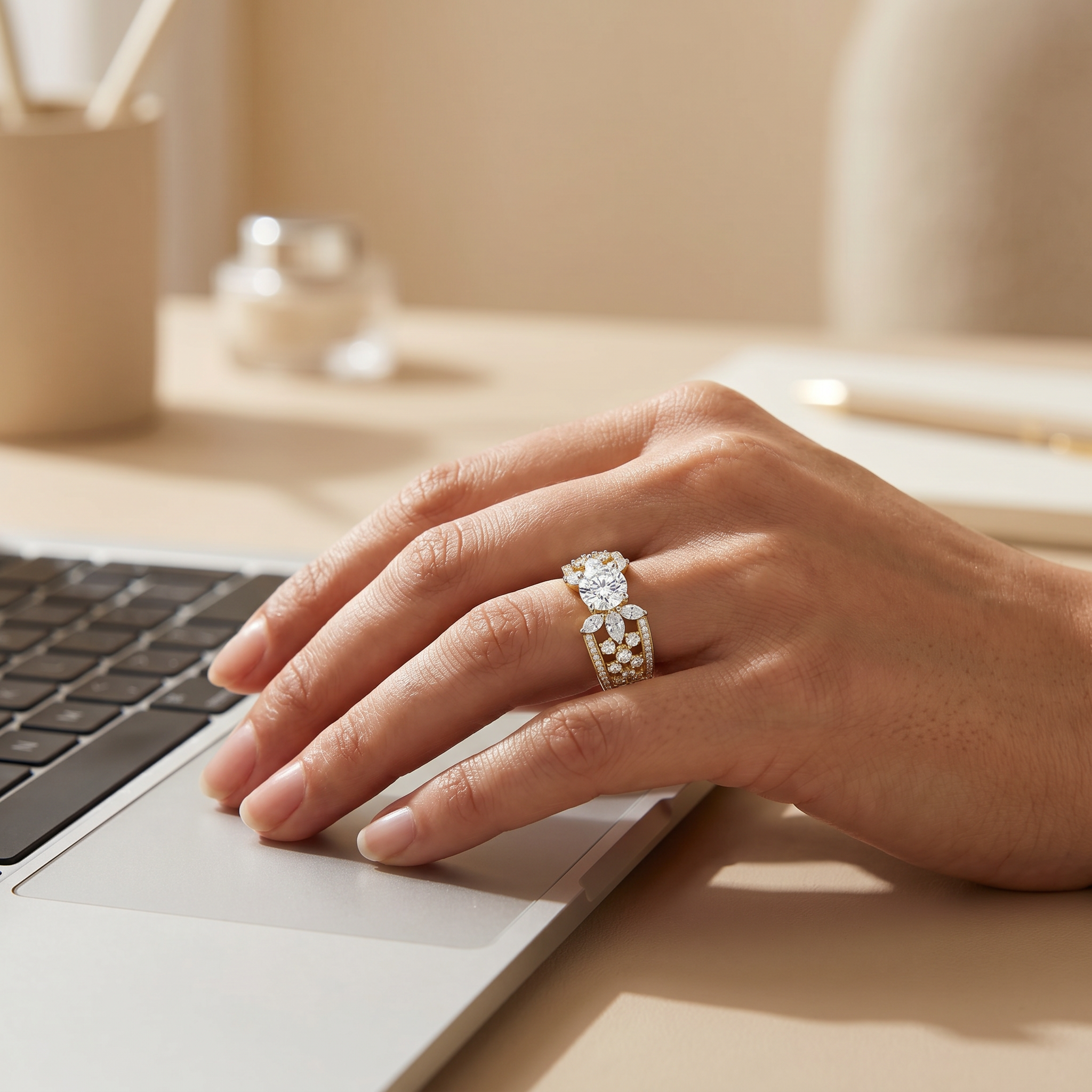 Flora Pear Lab Grown Diamond Ring