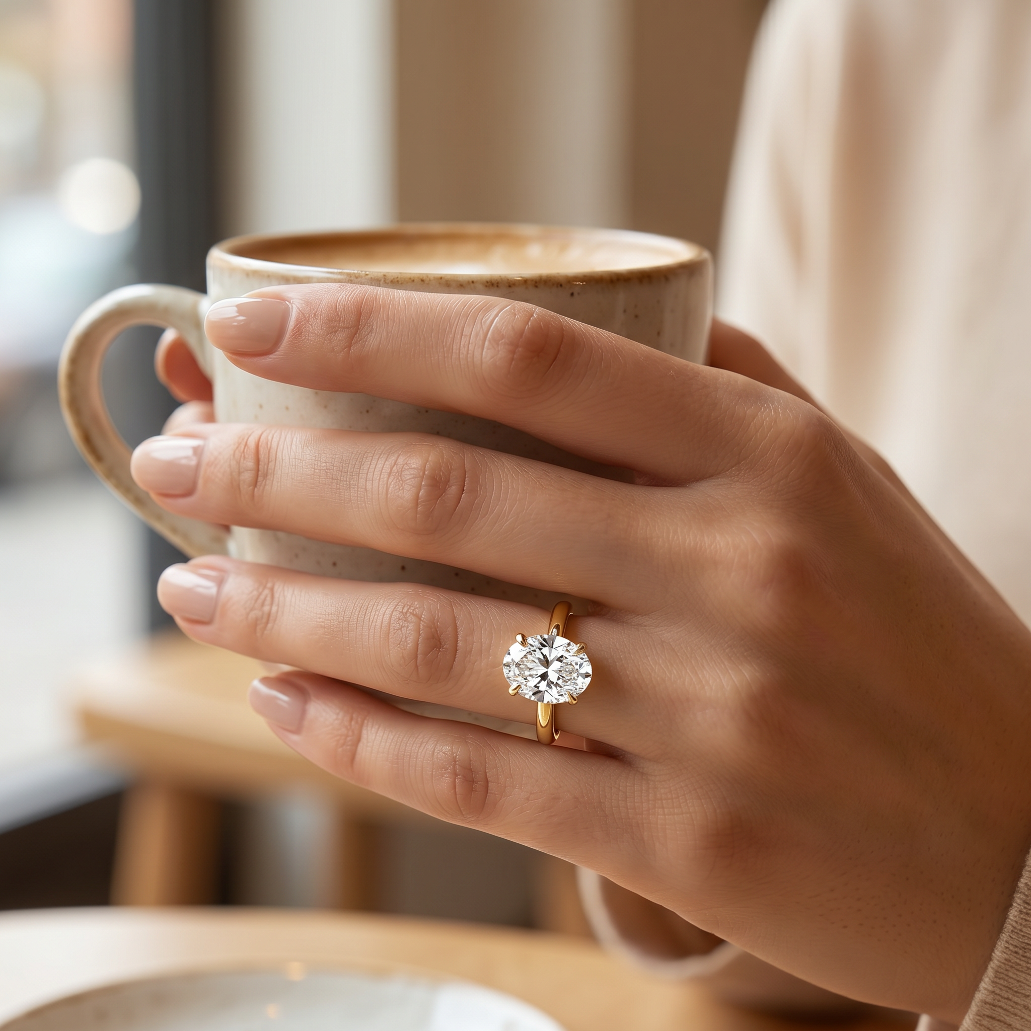 1.5 Carat Oval Lab Grown Diamond Engagement Ring