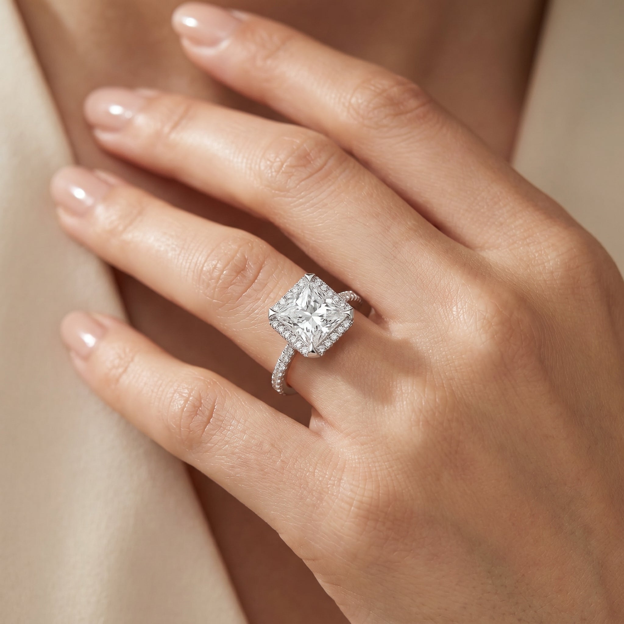 Quadret Halo Lab Grown Diamond Ring
