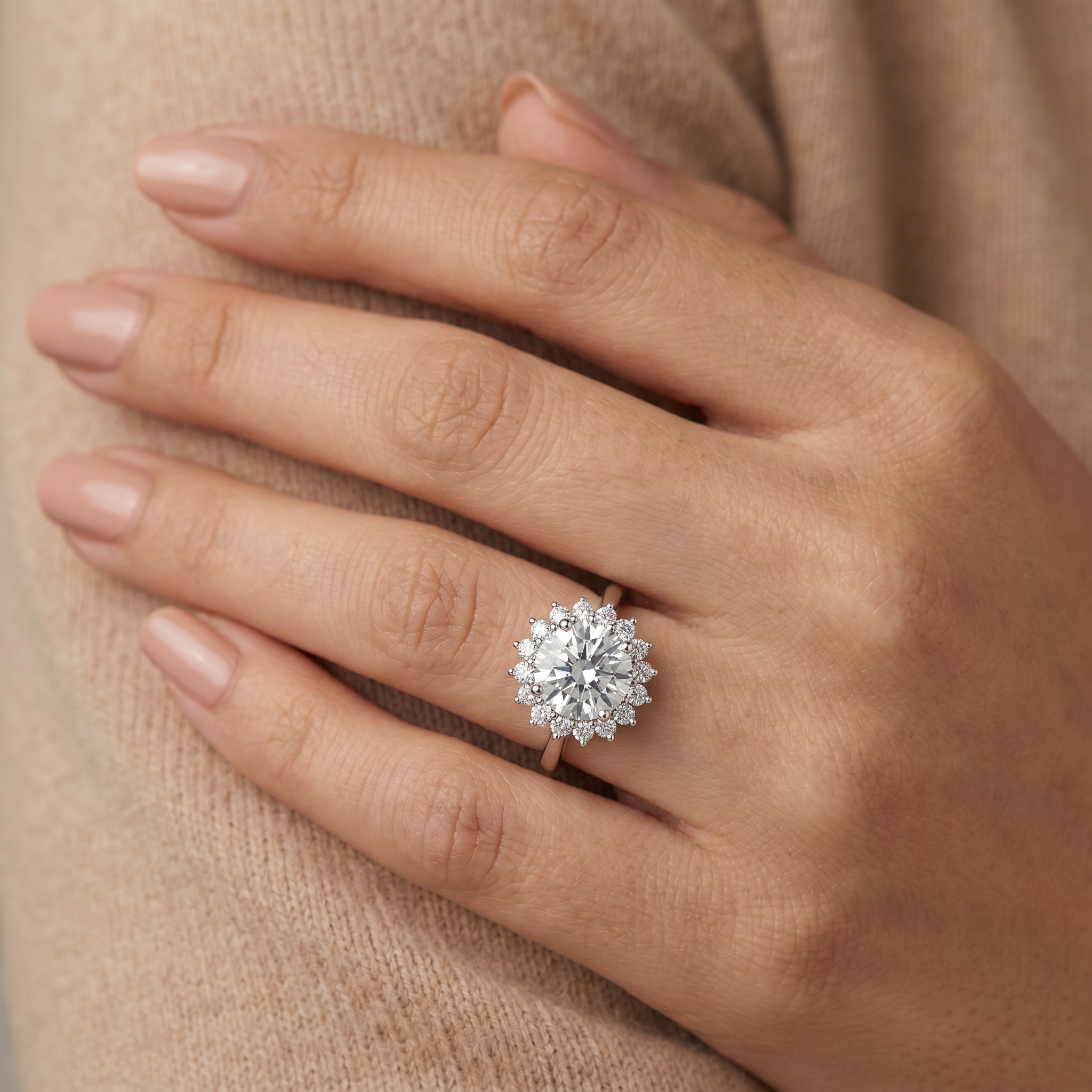 Sunkissed Halo Lab Grown Diamond Ring