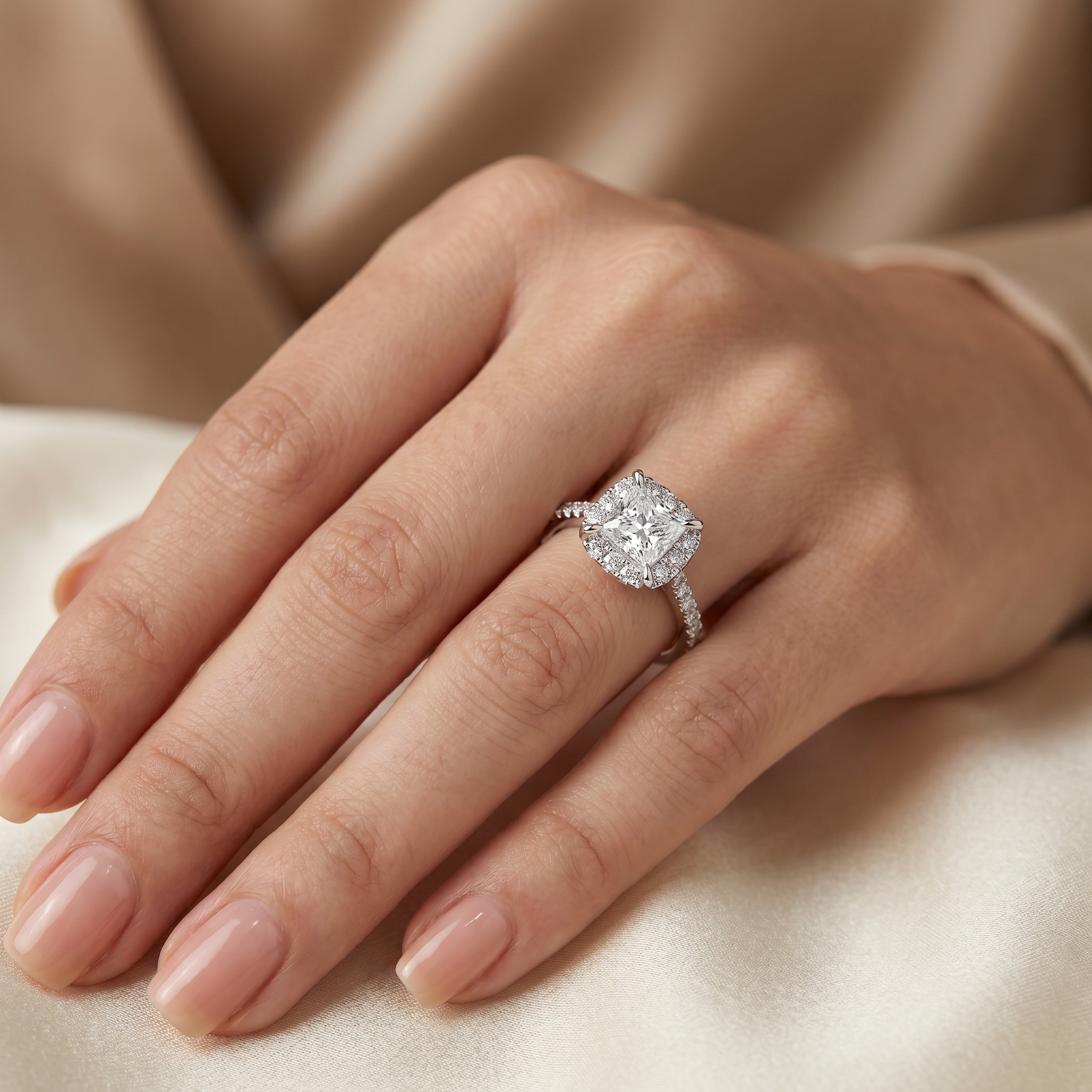 Princess Cut Lab Grown Diamond Bridal Ring