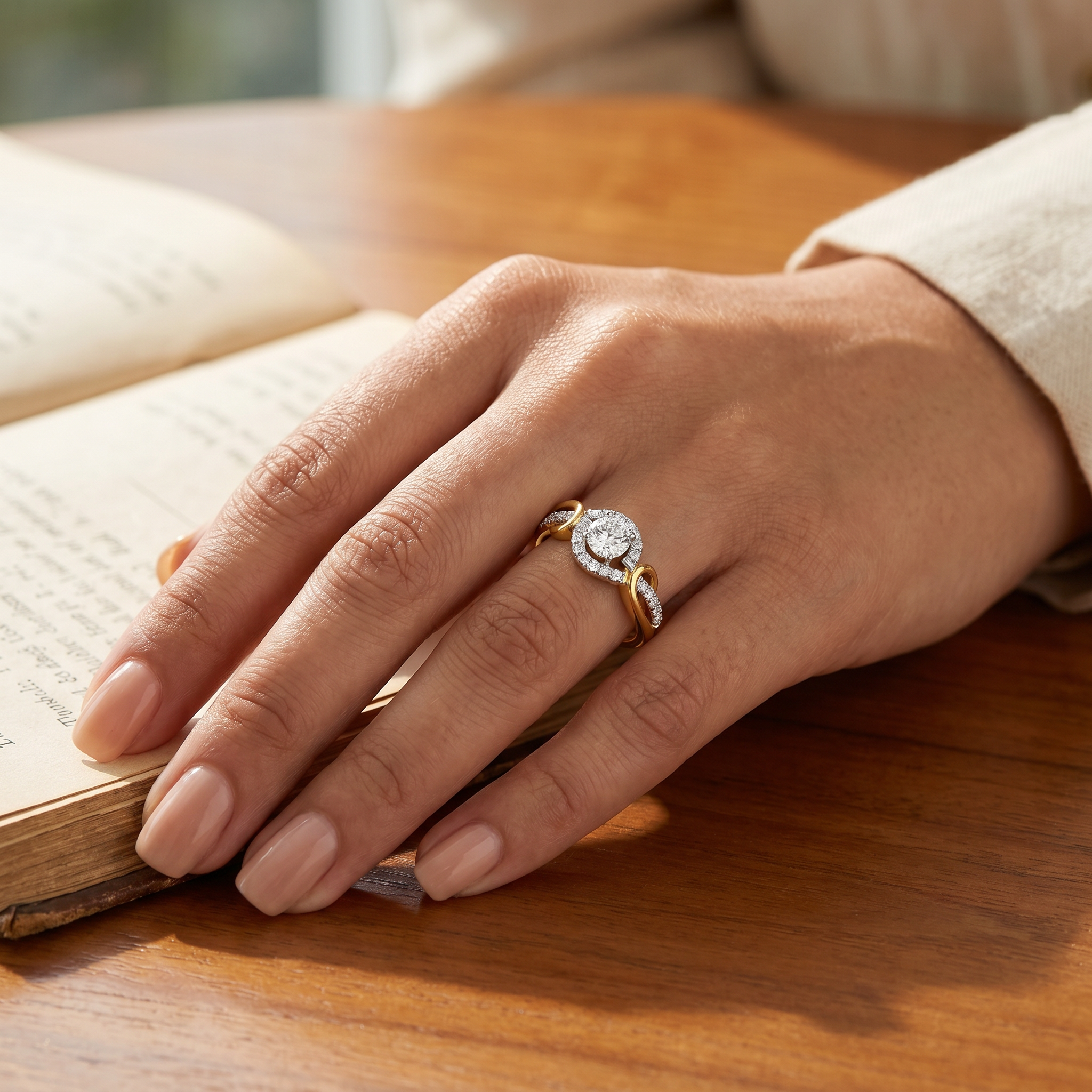 Curved Band Lab Grown Diamond Solitaire Ring