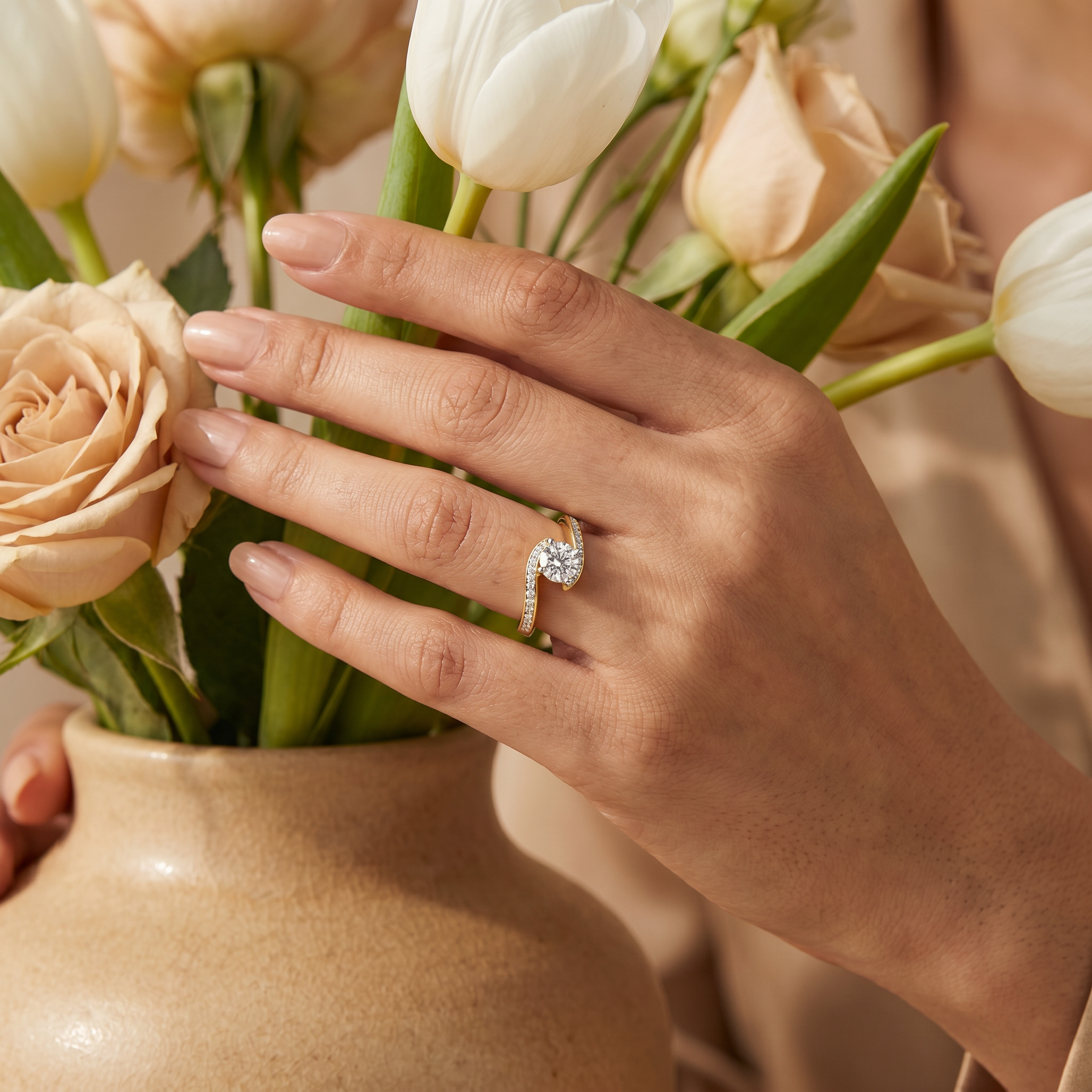 Esther Lab Grown Diamond Solitaire Twisted Ring