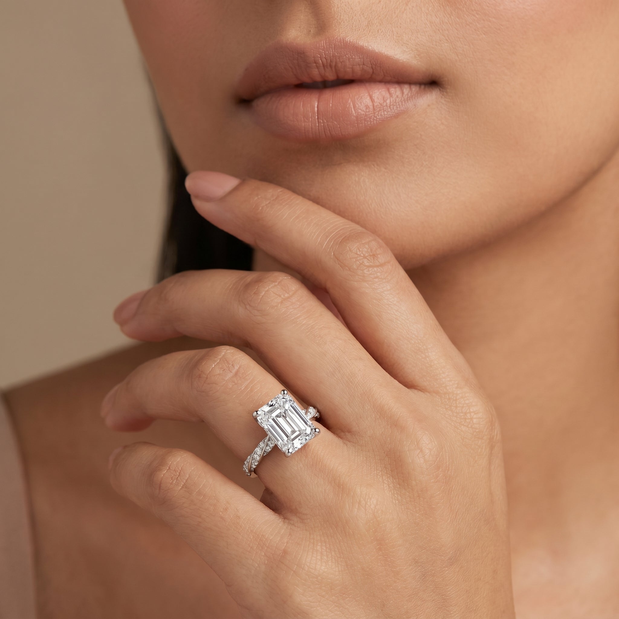 Radiant Emerald Lab Diamond Engagement Ring