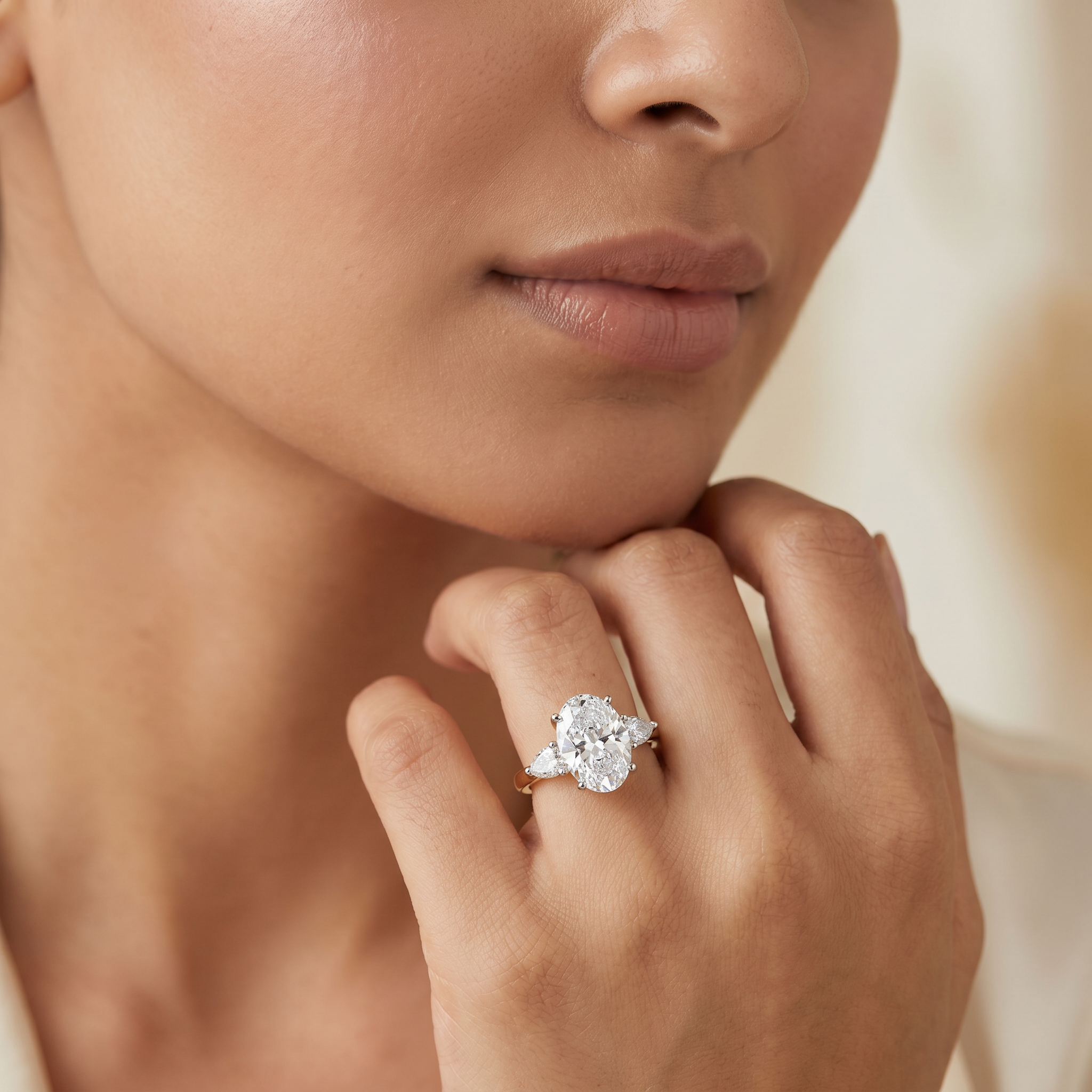 Lab-Grown Tri Solitaire Diamond Ring