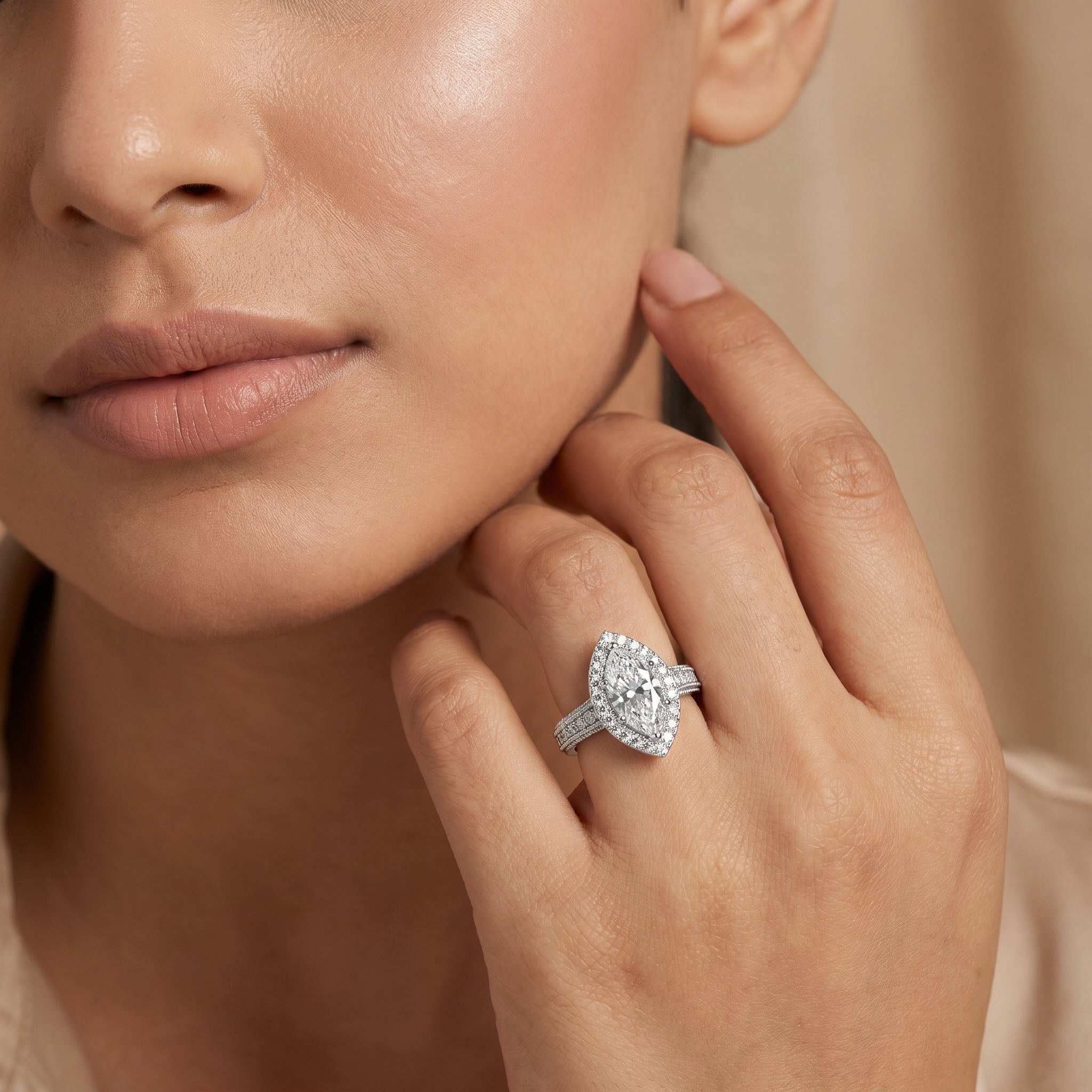 Majestic Marquise Lab Diamond Engagement Ring