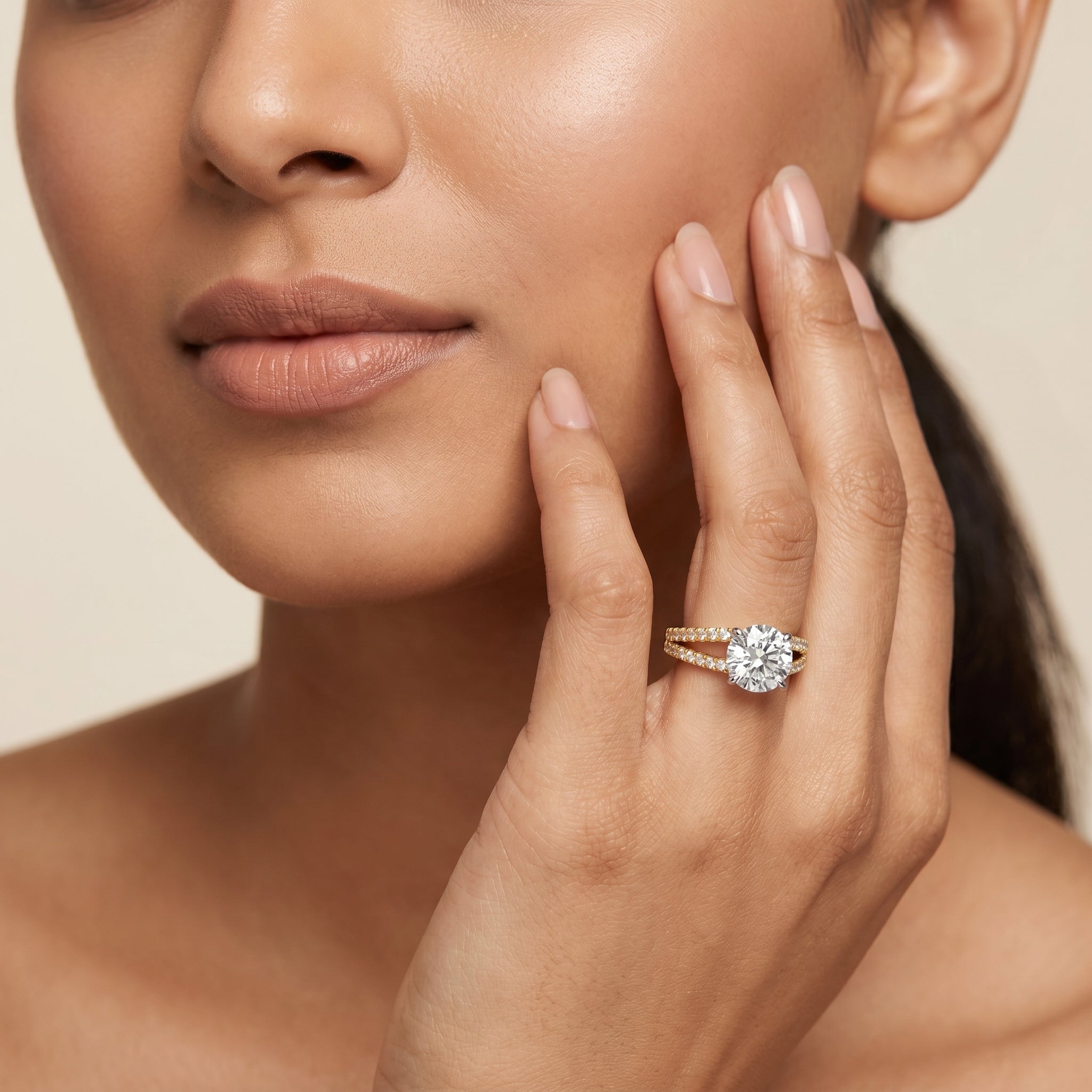 Split Band Round Lab Diamond Engagement Ring
