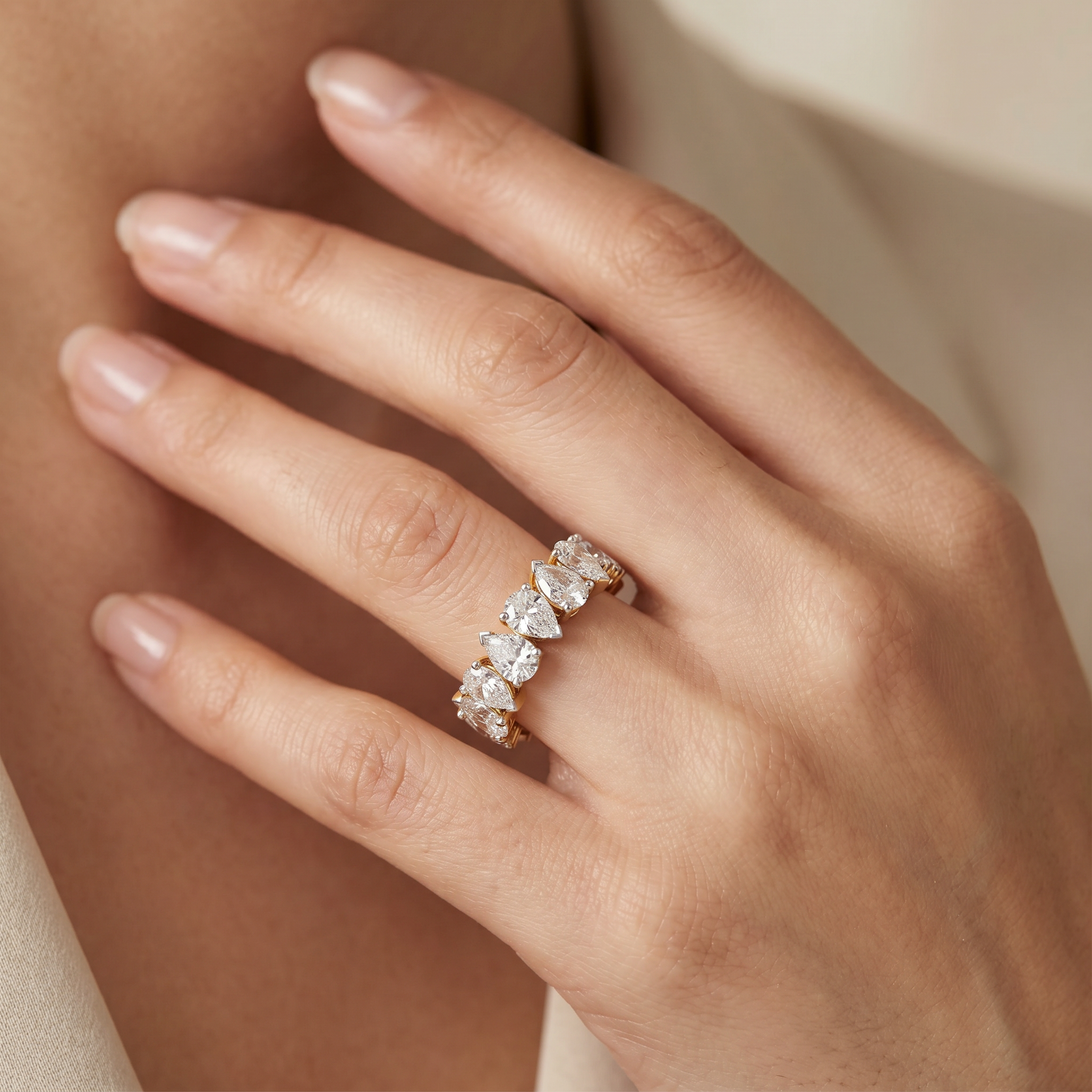 Pear Lab Grown Diamond Infinity Band