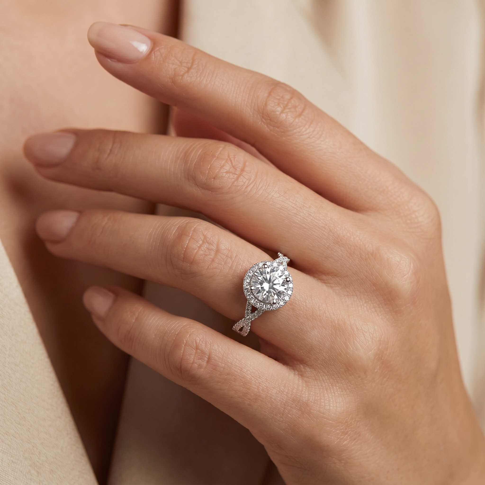 Crossover Halo Eternity Lab Grown Diamond Ring