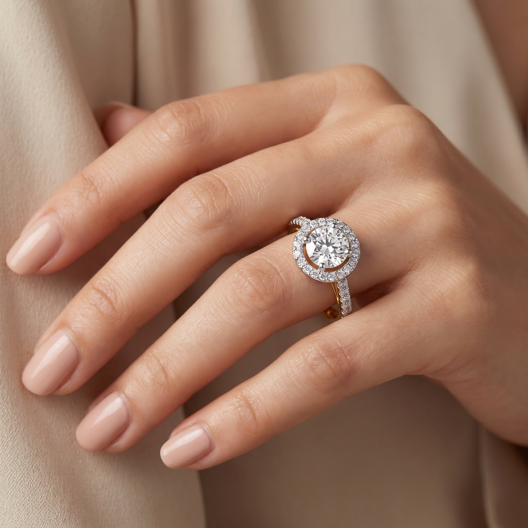 Halo Round Lab Grown Diamond Ring