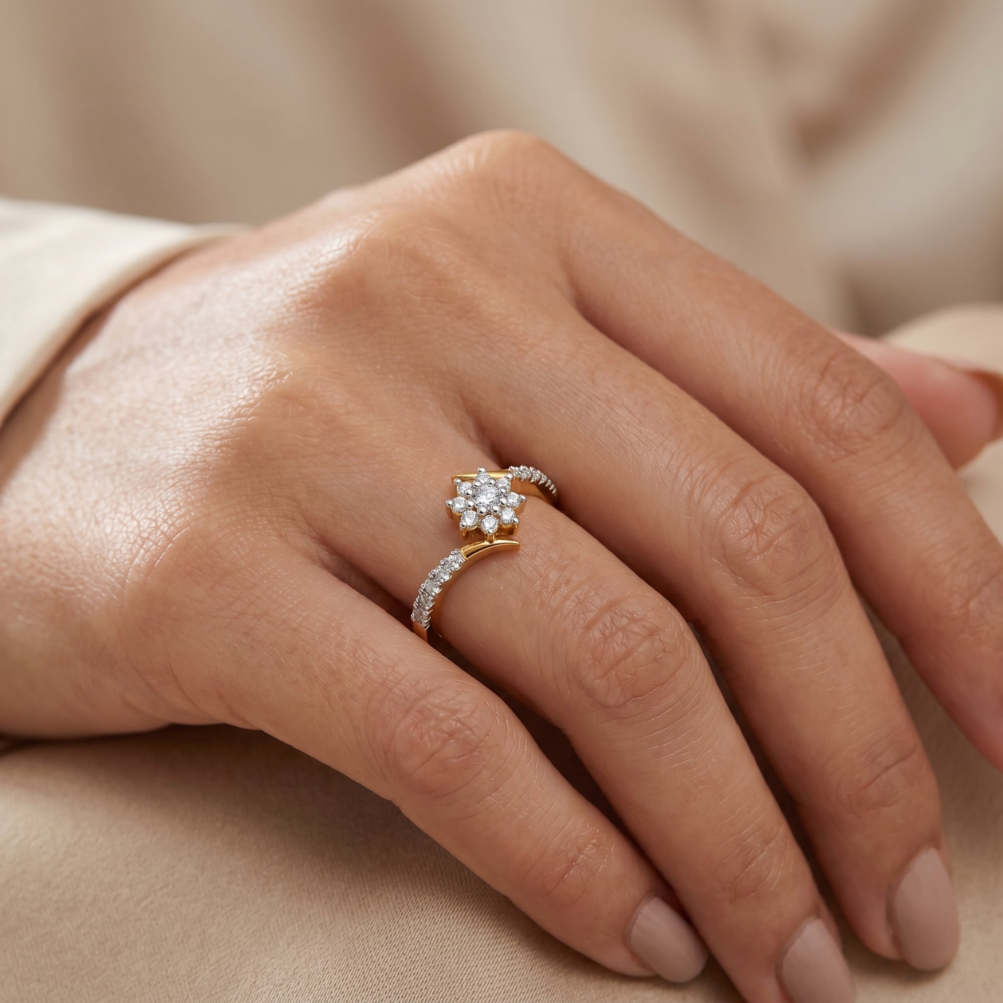 Floral Lab Grown Diamond Cluster Ring
