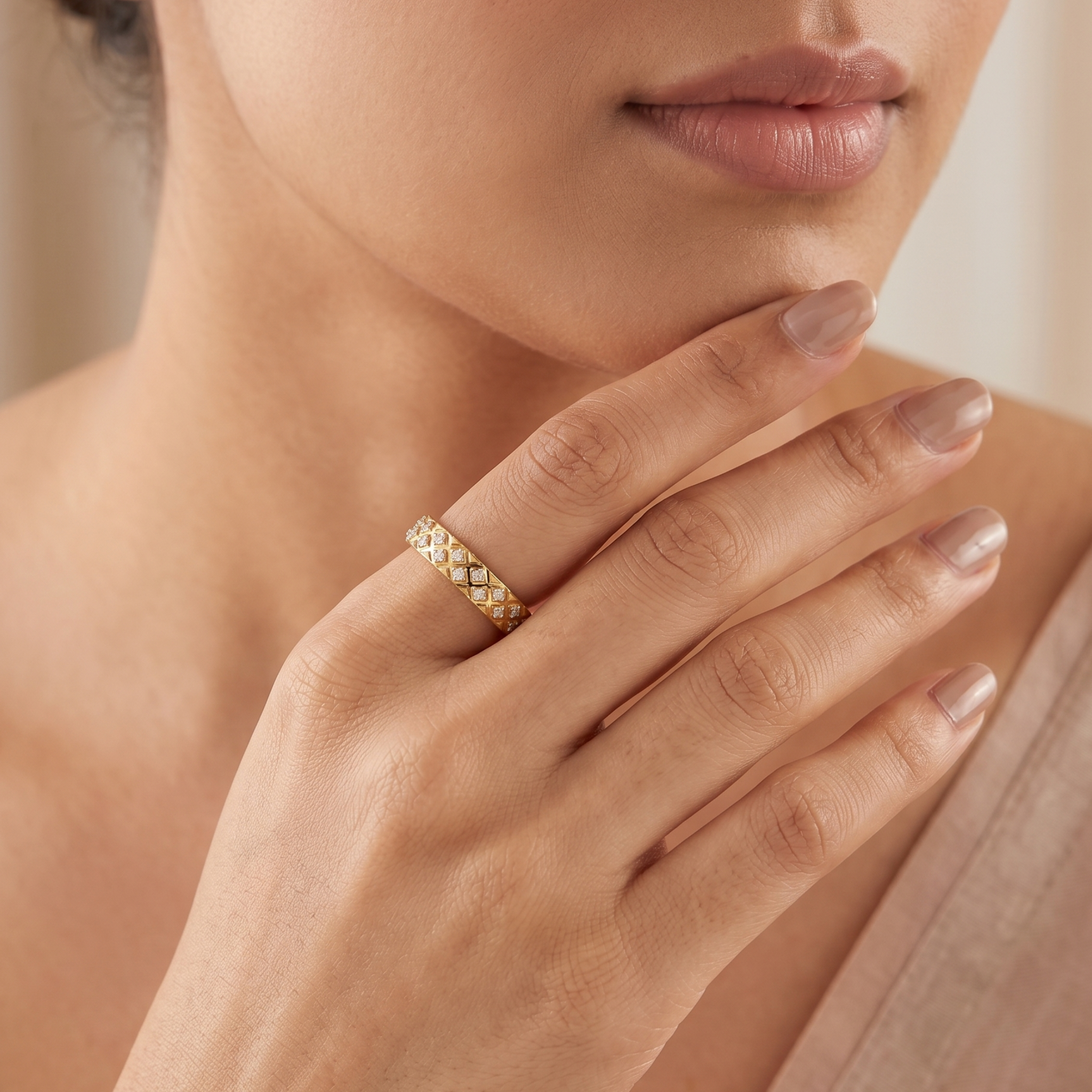 Textured Lab Grown Diamond Band