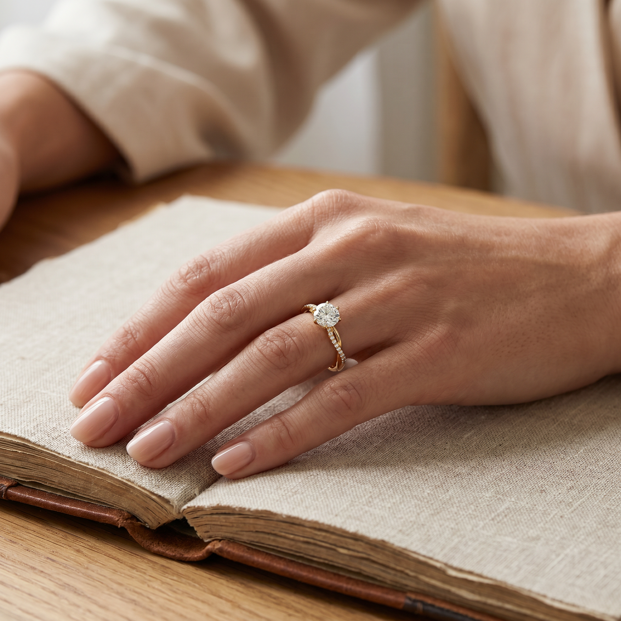 Twisted Sloane Round Lab Grown Diamond Ring