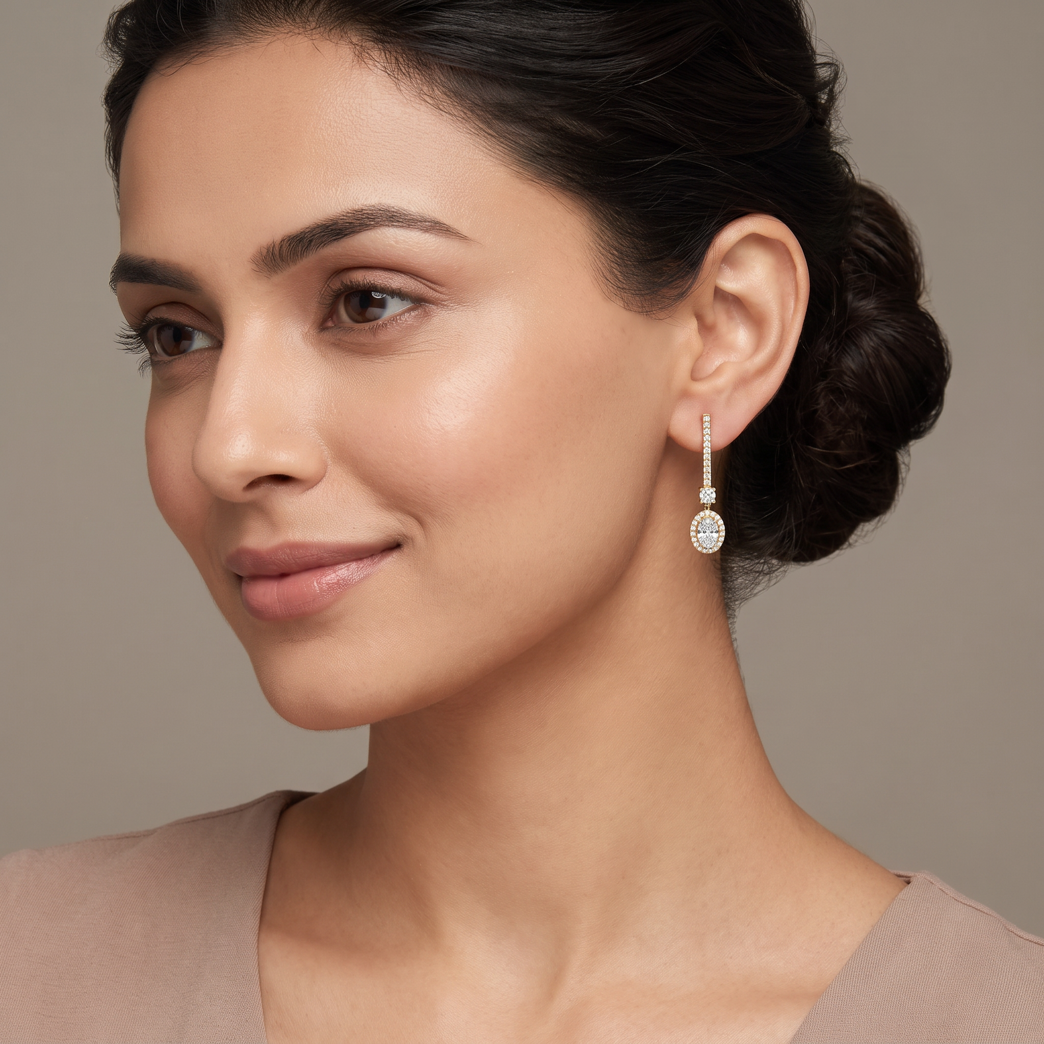 Oval Drop Lab Grown Diamond Earrings