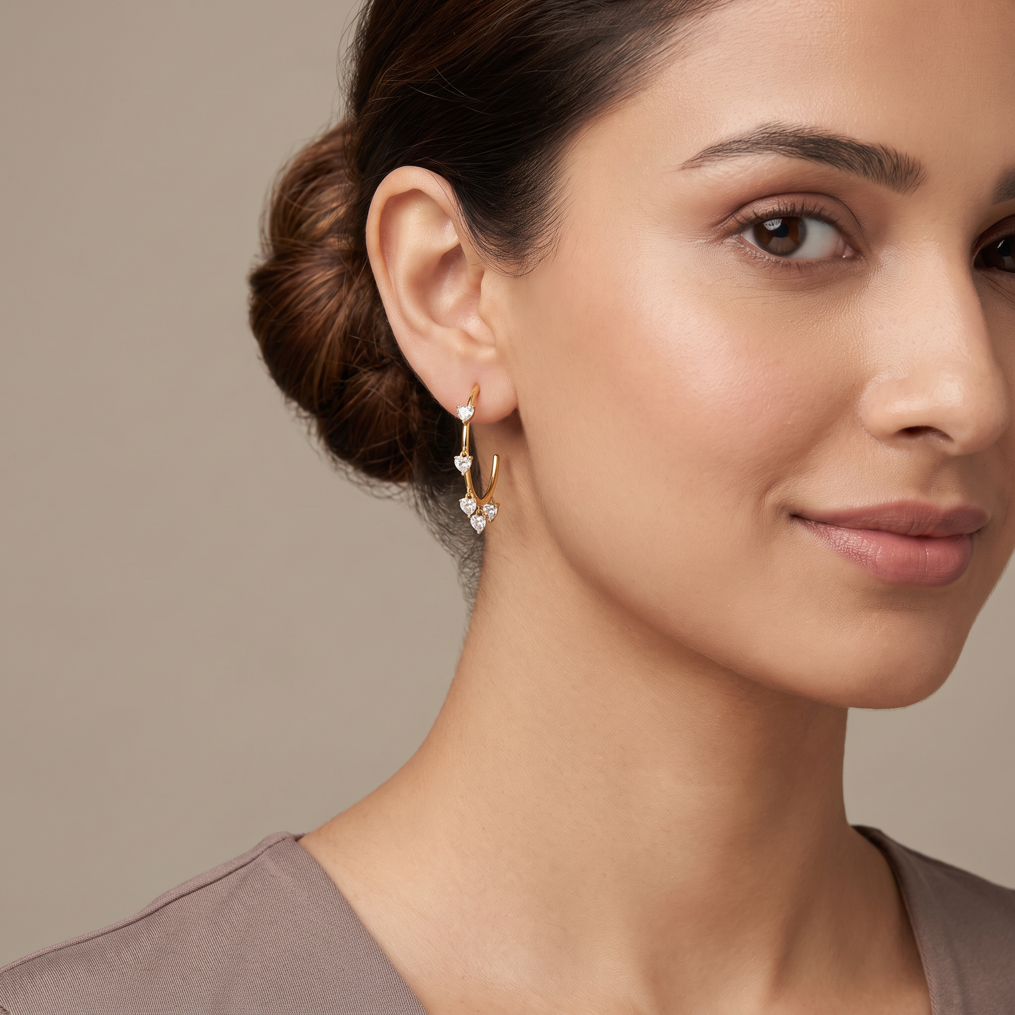Dancing Hearts Dangle Hoop Earrings