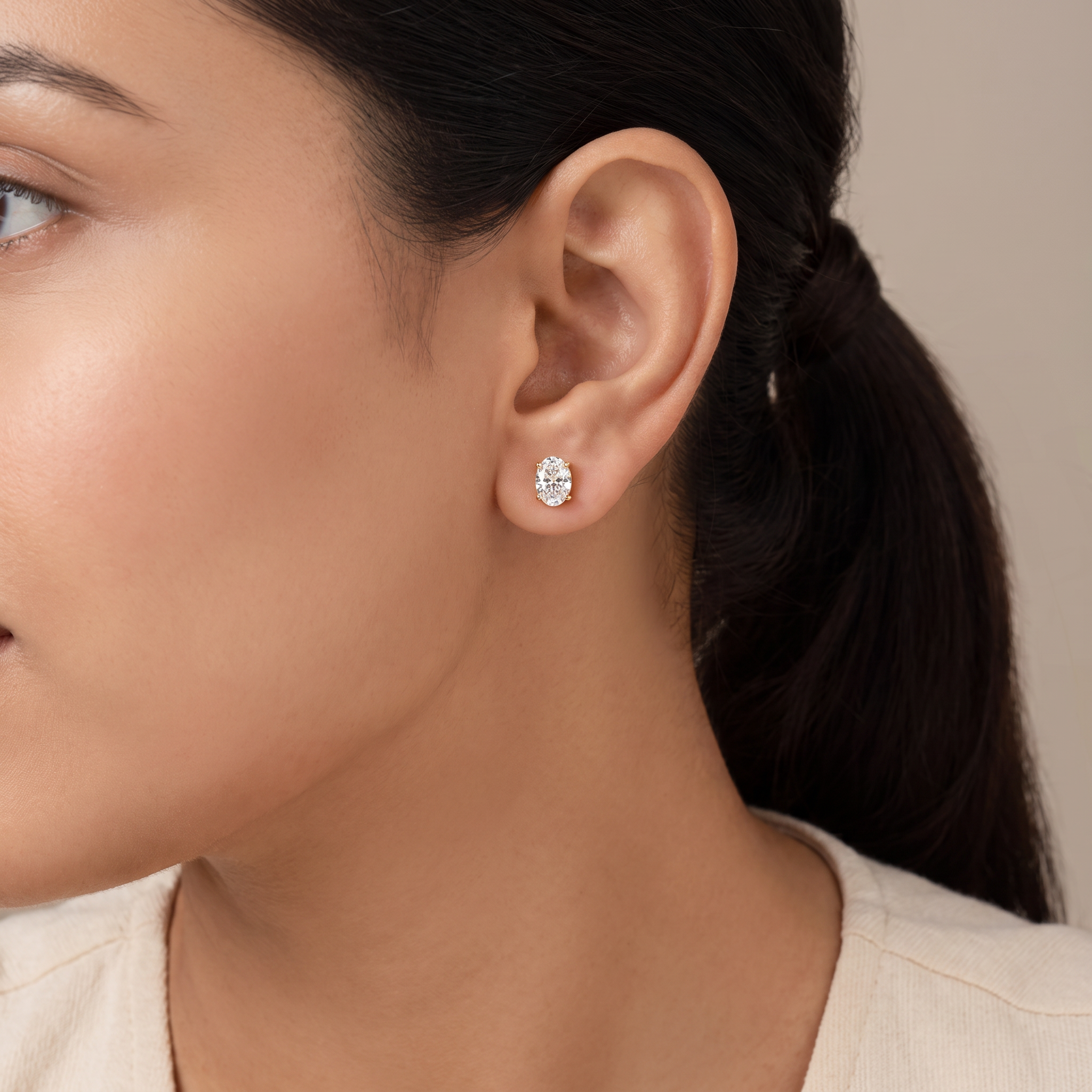 2 CT Oval Solitaire Lab Grown Diamond Studs
