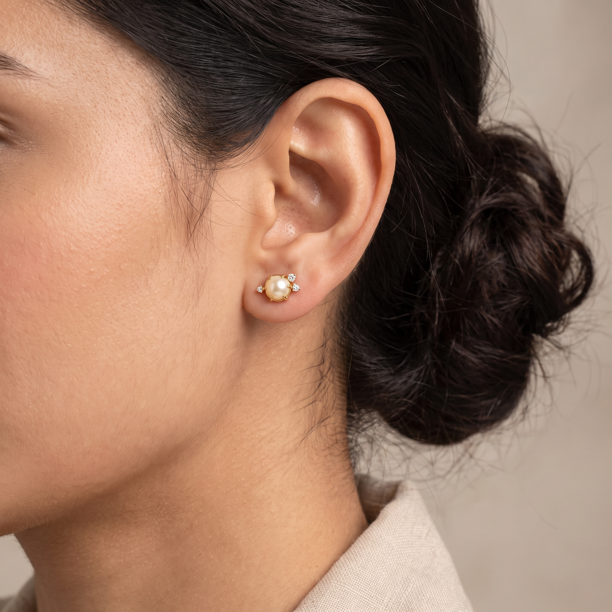 Pearly Lab Grown Diamond Studs