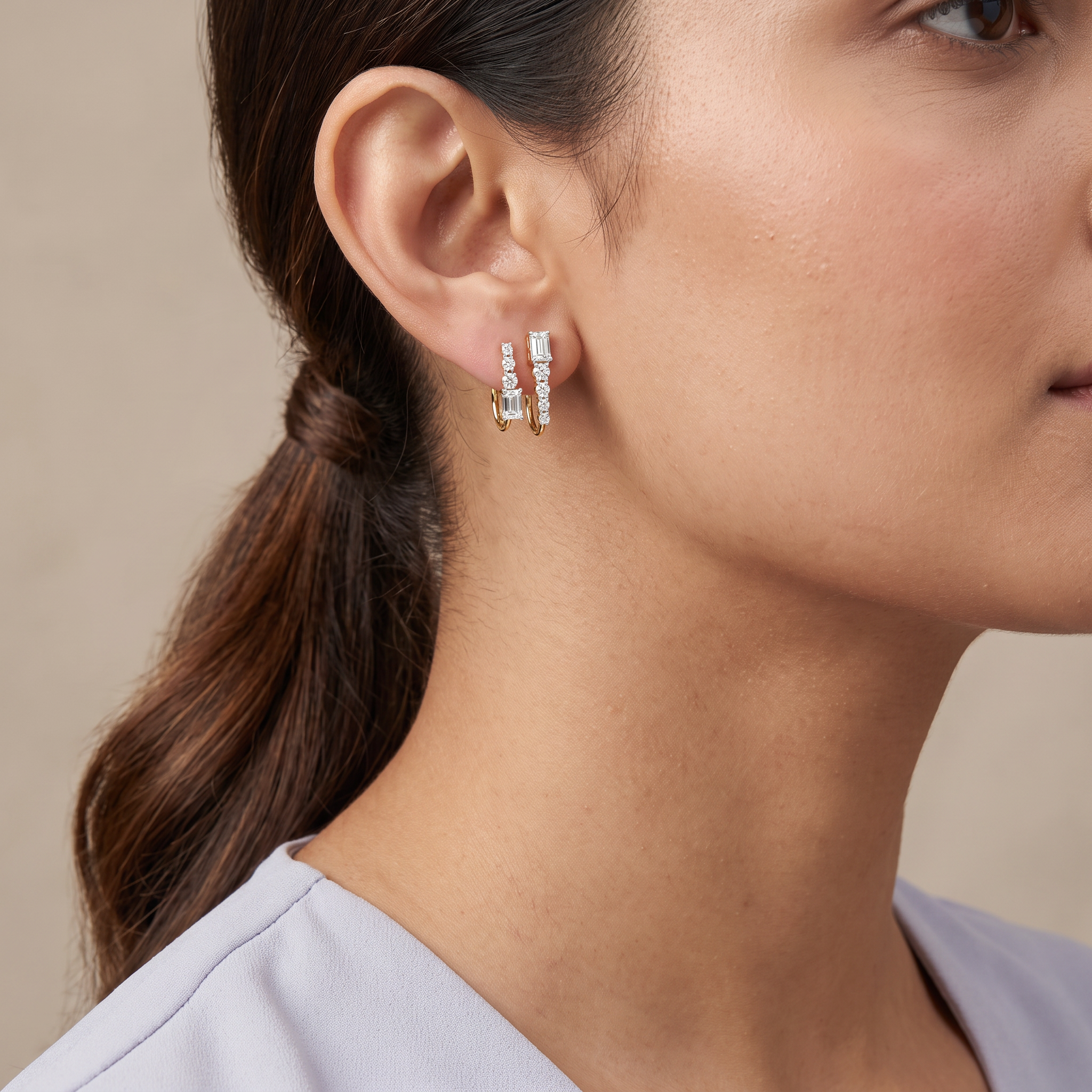 Two Way Mixed Stone Lab Grown Diamond Studs