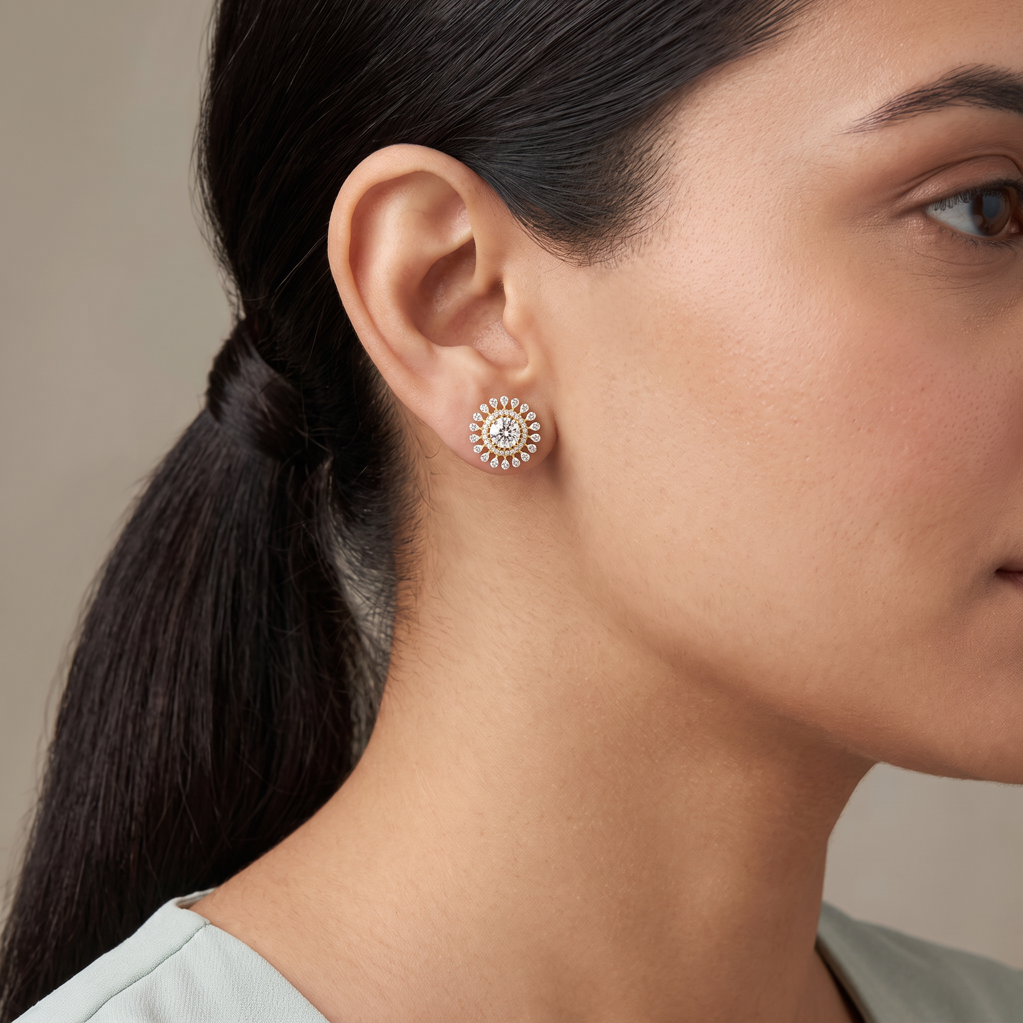0.5 CT Sunflower Detachable Lab Diamond Studs