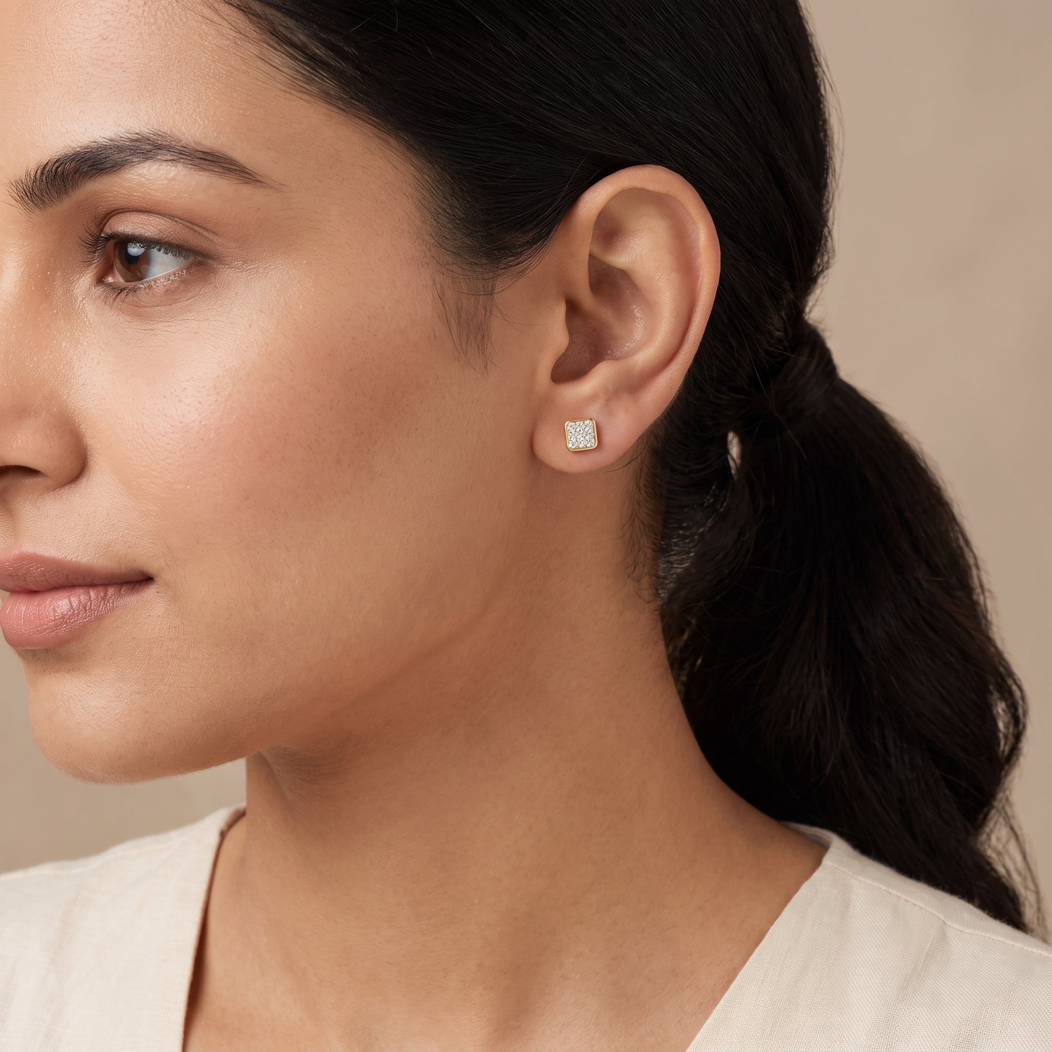 Square Lab Grown Diamond Cluster Earrings