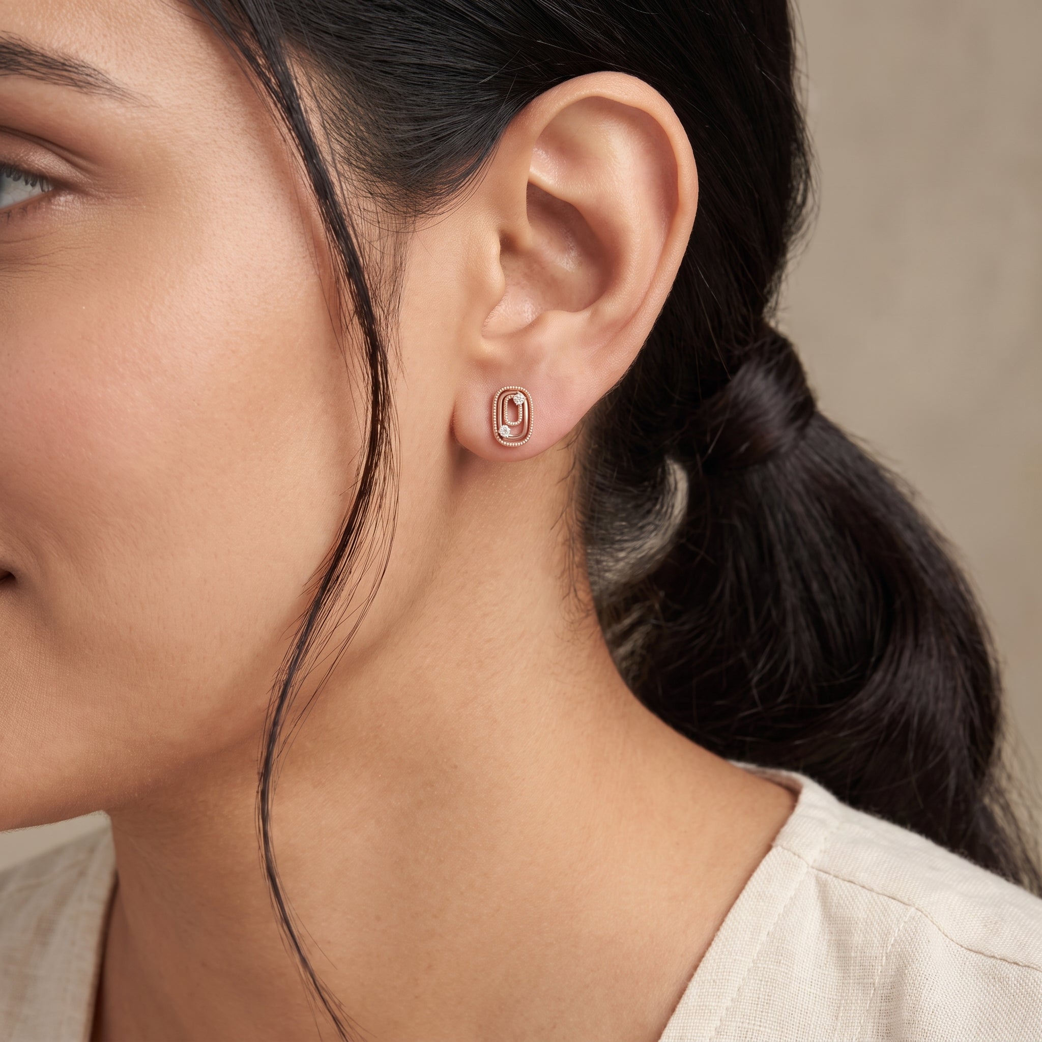Geometrical Loop Lab Grown Diamond Studs