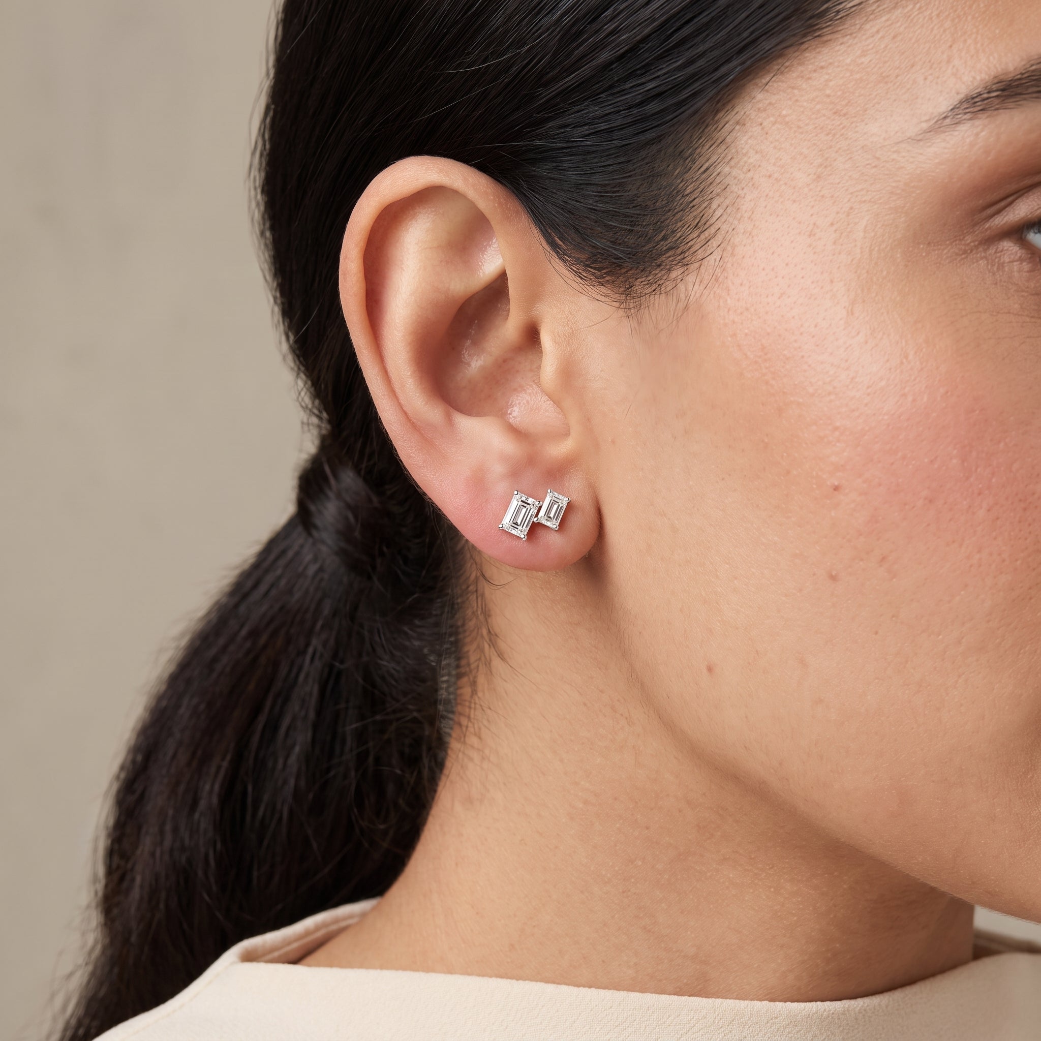 Duo Emerald Lab Grown Diamond Studs