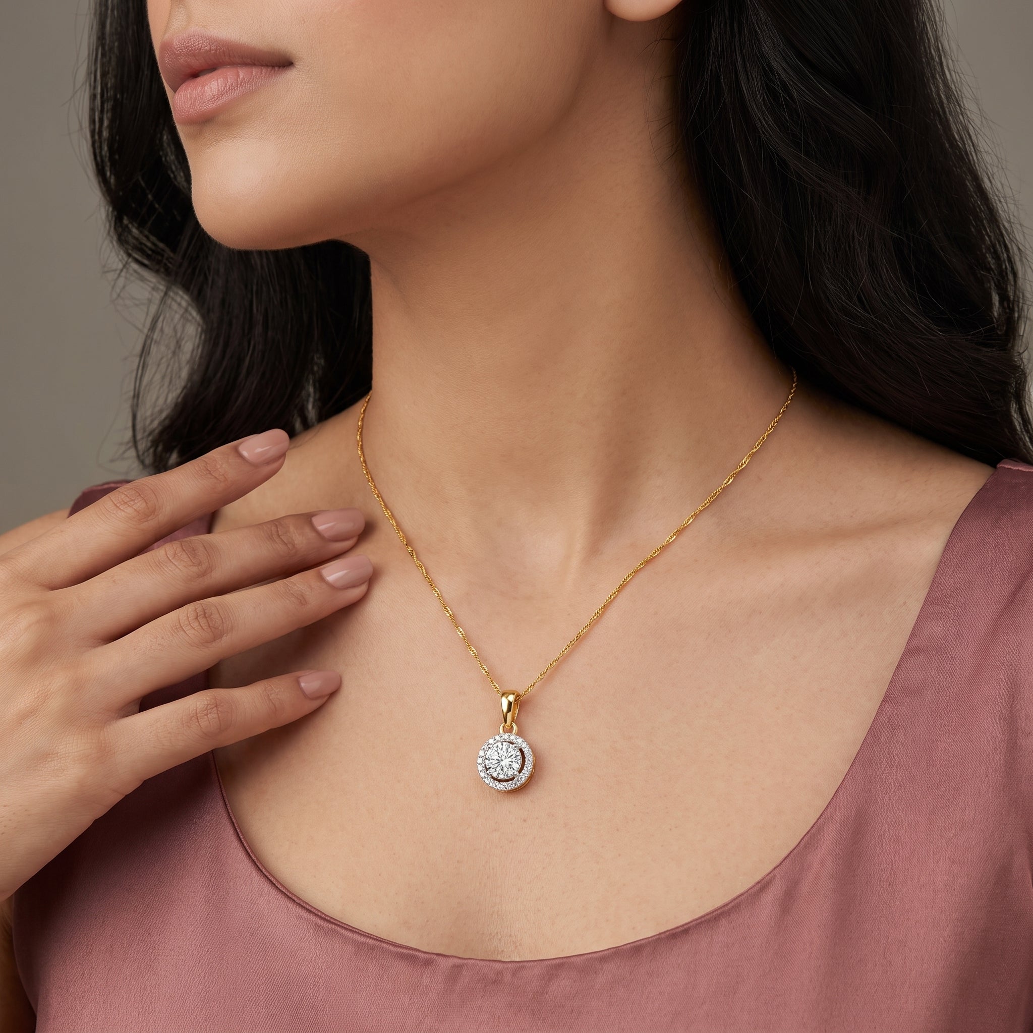 0.5 CT Halo Lab Grown Diamond Pendant