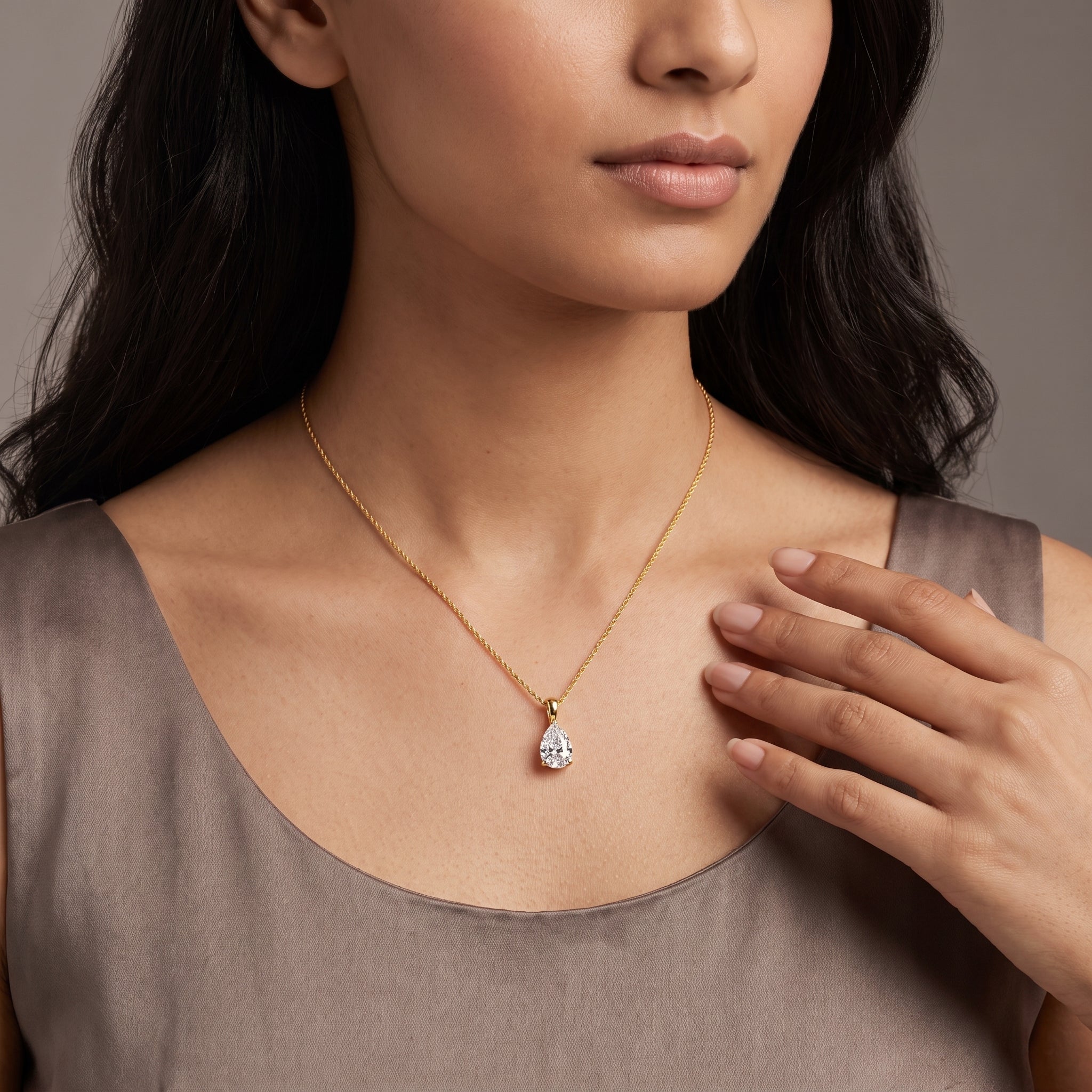 0.5 CT Pear Lab Grown Diamond Solitaire Pendant