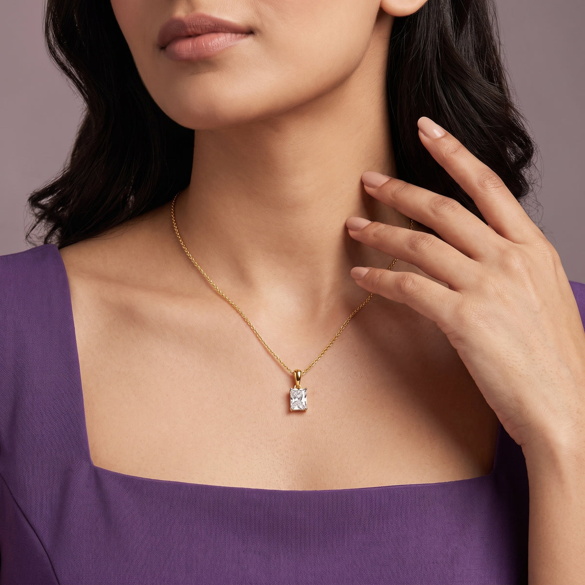 0.5 CT Radiant Lab Grown Diamond Soliratire Pendant