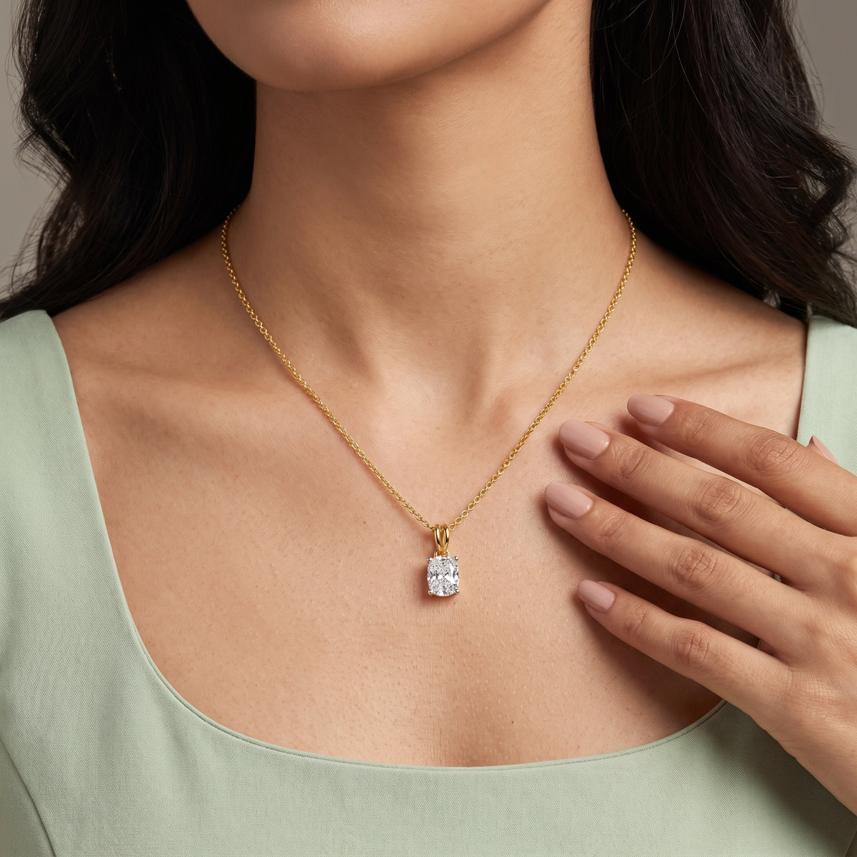 0.5 CT Cushion Lab Grown Diamond Solitaire Pendant