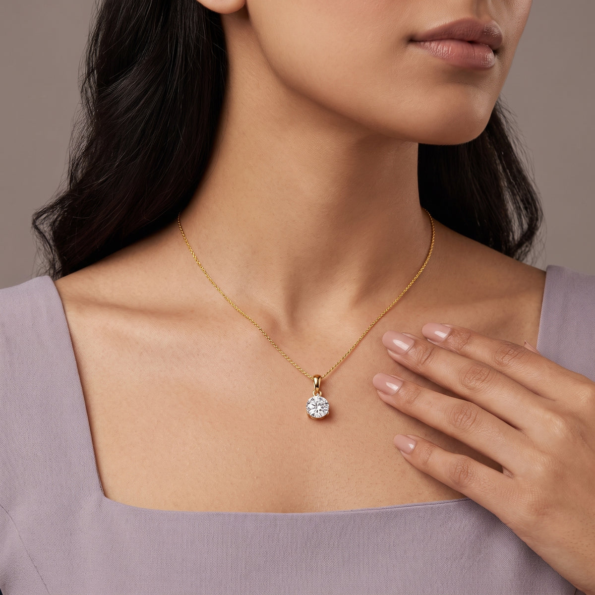 Three Prong 0.5 CT Lab Grown Diamond Pendant