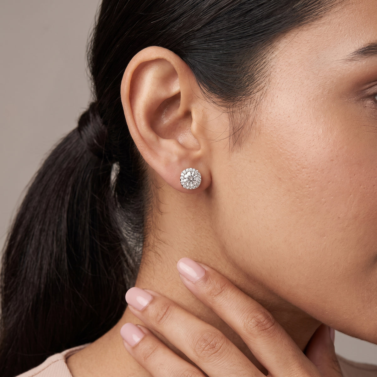 0.50 CT Cushion Halo Lab Grown Diamond Detachable Studs