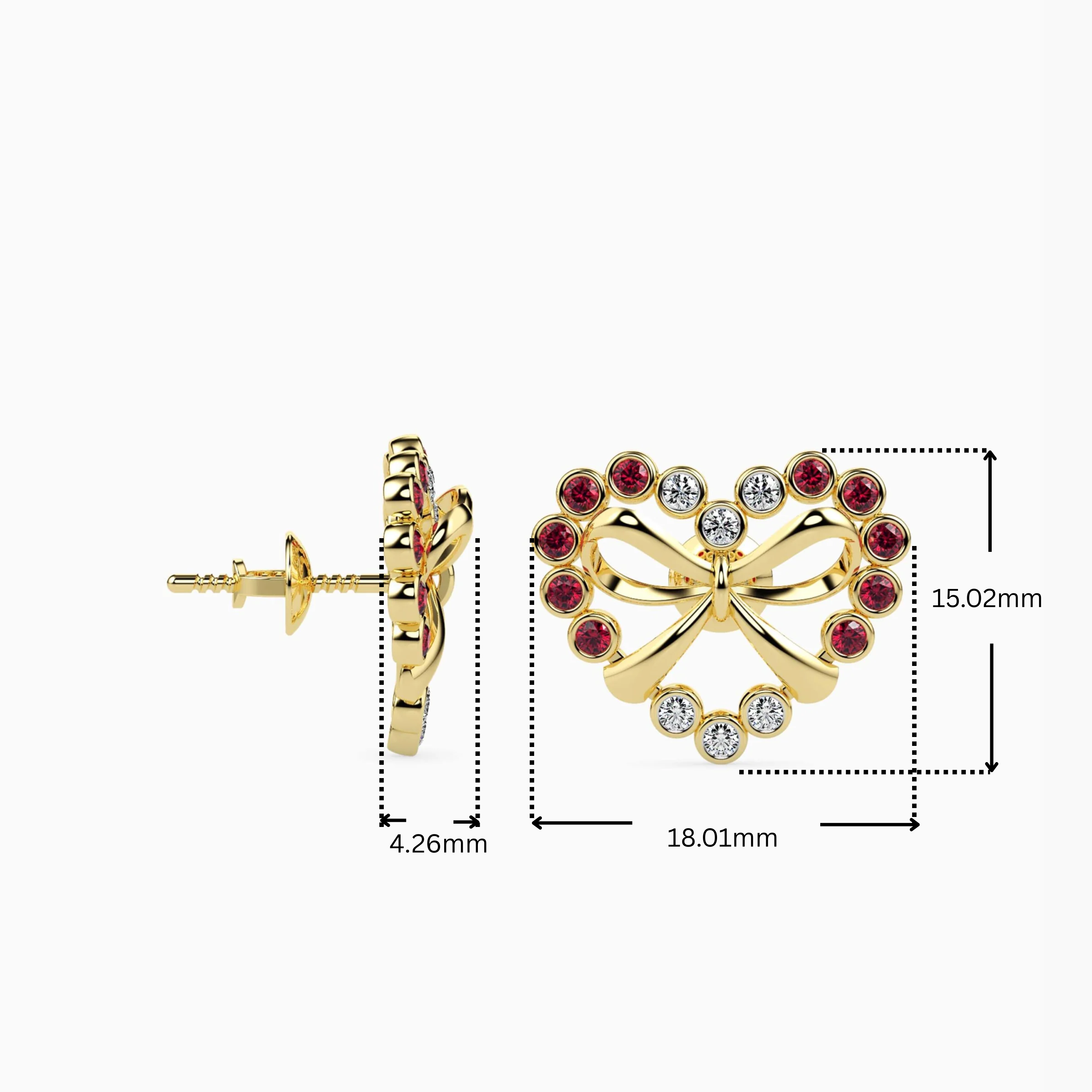 Bow and Heart Lab Grown Diamond Stud Earrings