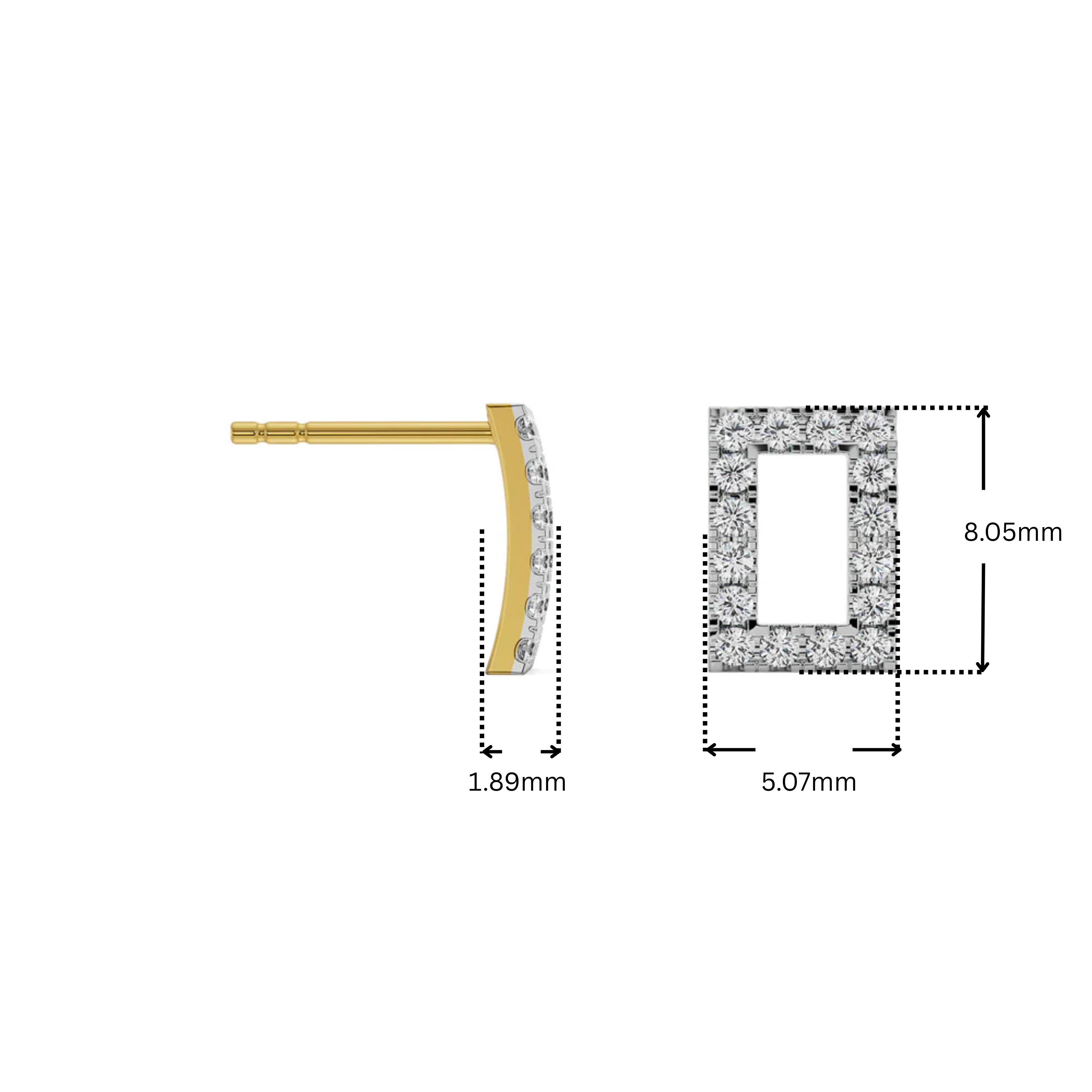 Contemporary Chic Lab Grown Diamond Rectangle Studs