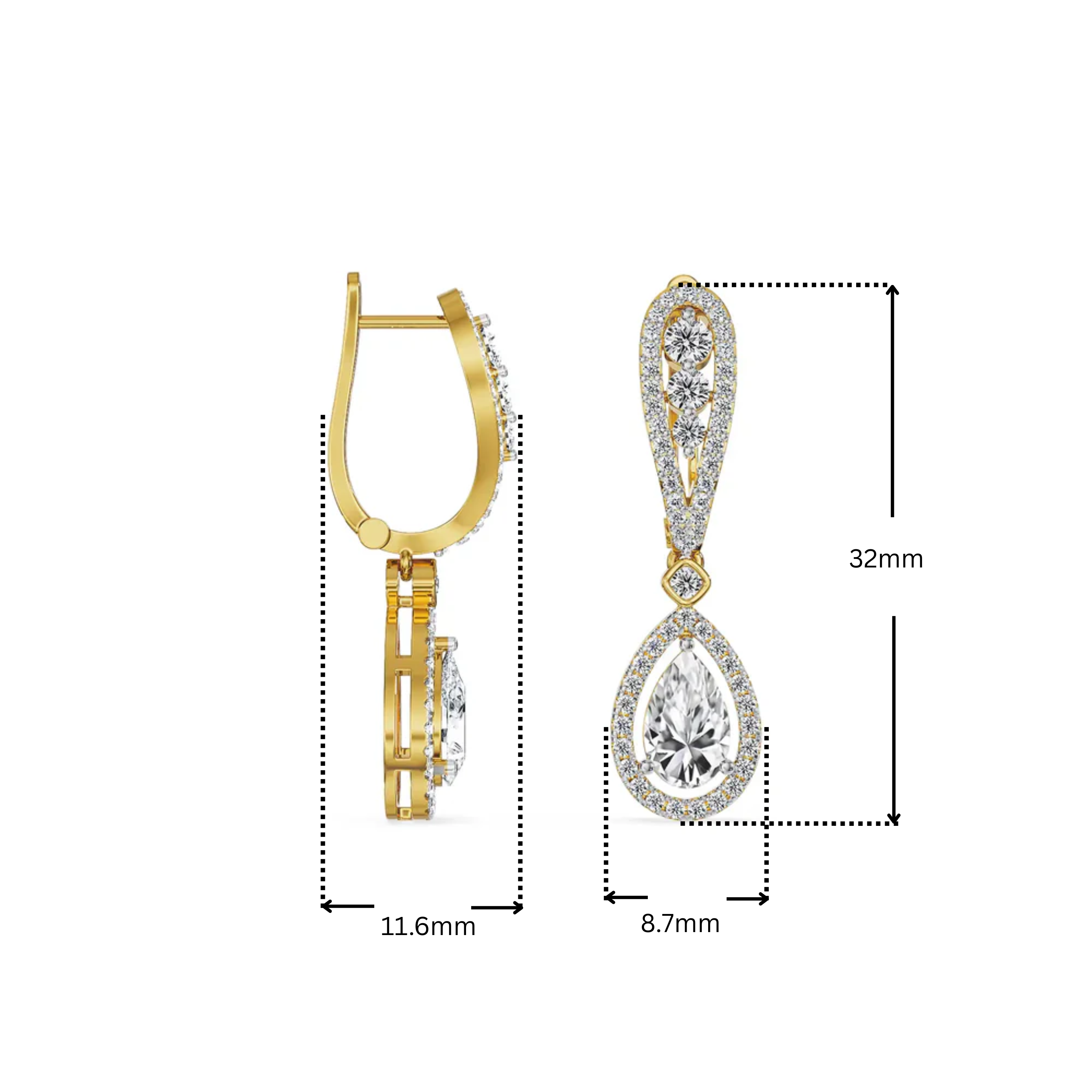 Halo Pear Cluster Dangler Earrings