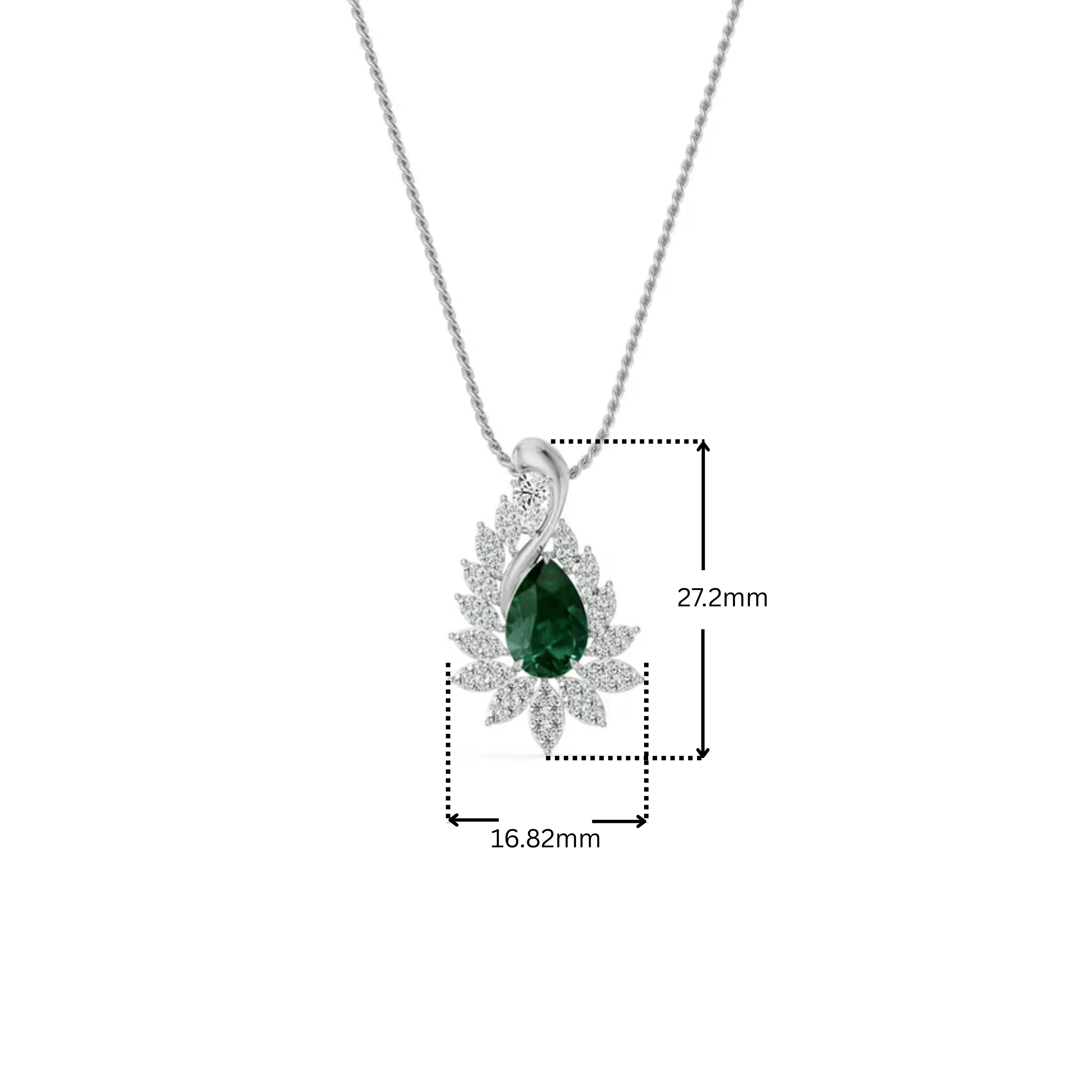 Geneva Emerald Lab Diamond Drop Pendant