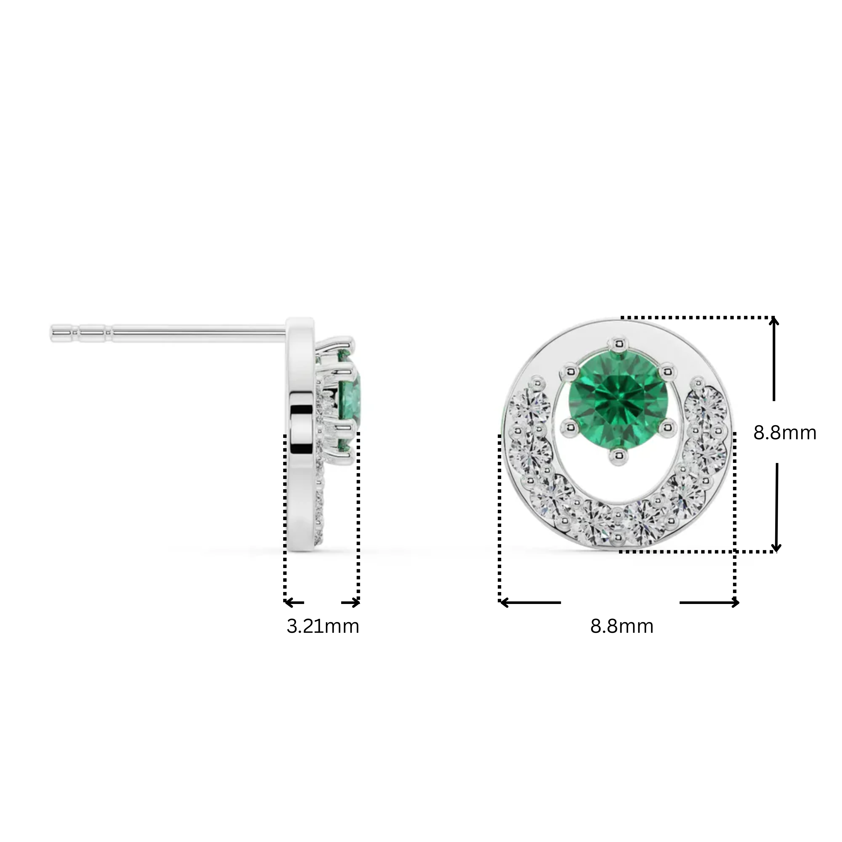 Halo Emerald Lab Grown Diamond Studs