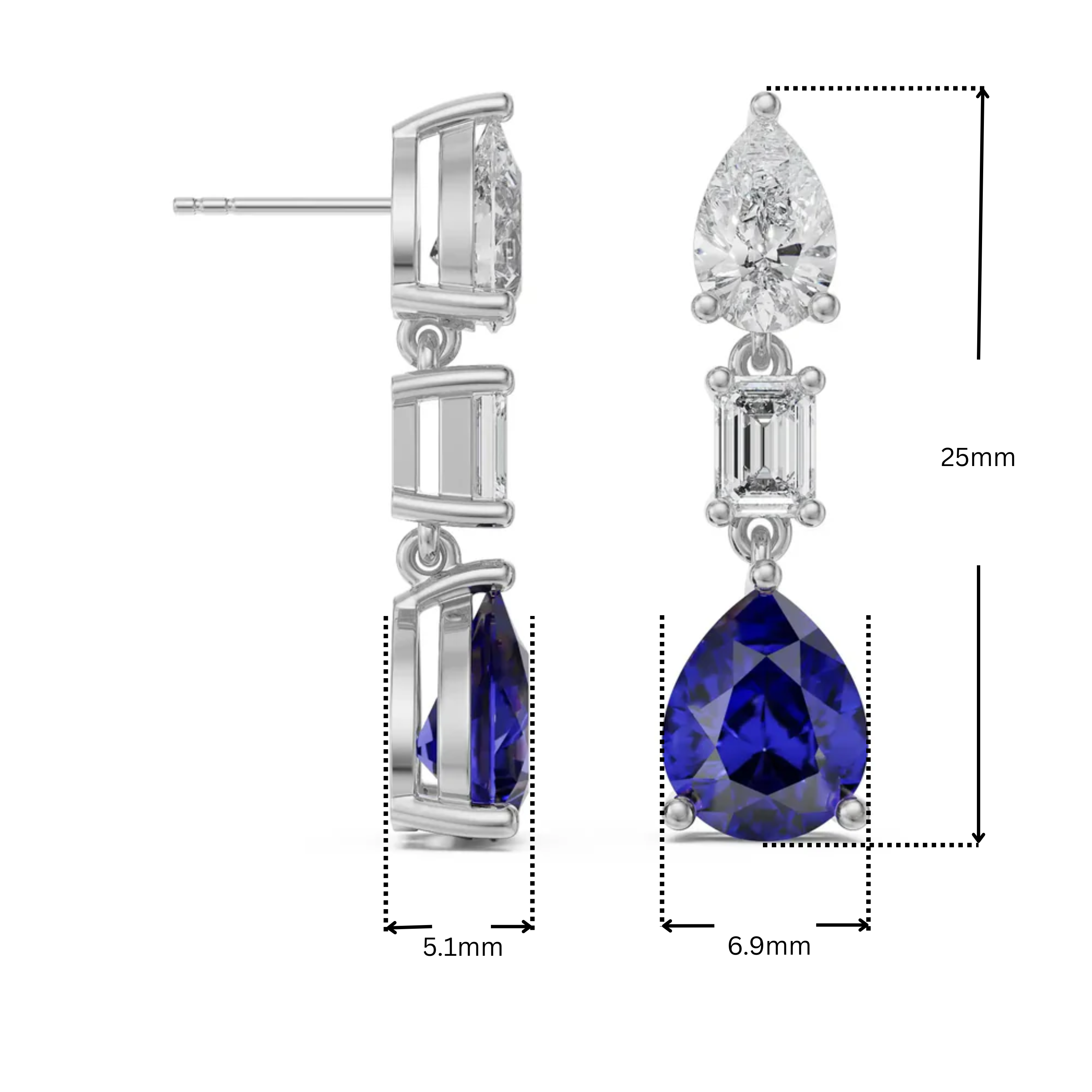 Radiant Gemstone Lab Grown Diamond Earrings