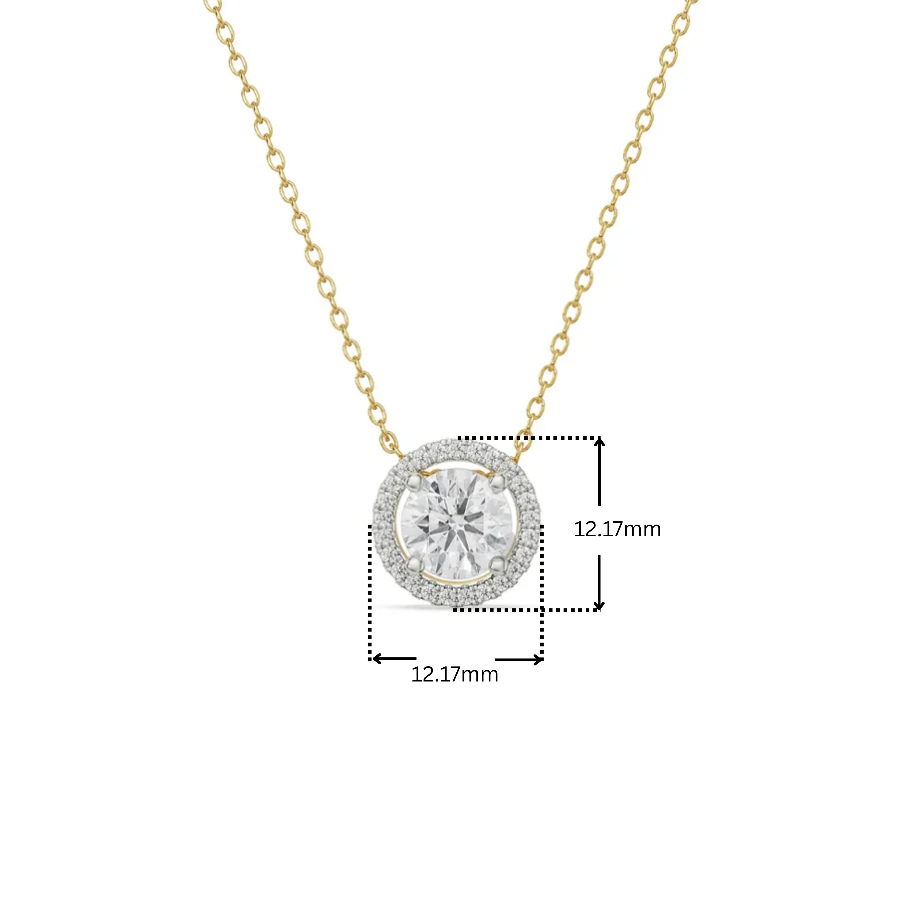 1.5 CT Round Halo Glistening Lab Diamond Pendant