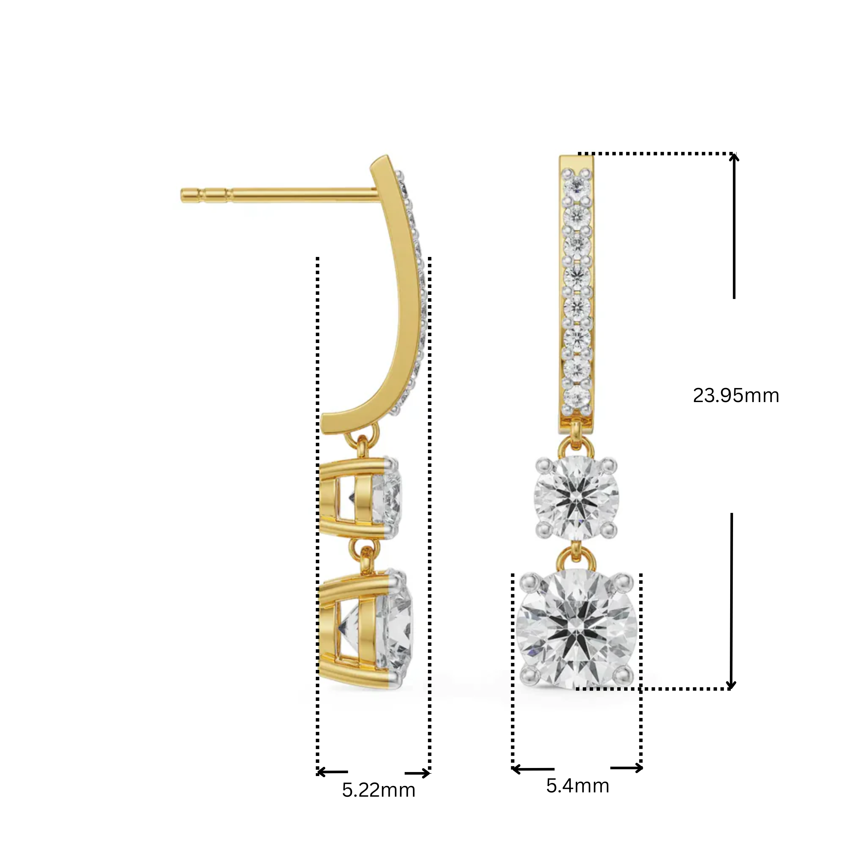 Round Brilliant Lab Grown Diamond Drop Earrings